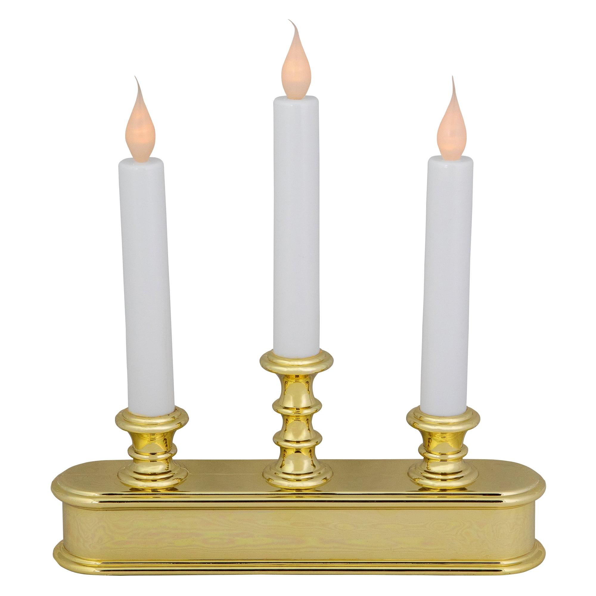 Elegant Gold Base LED Candolier, 10" Frosted Christmas Candle Display