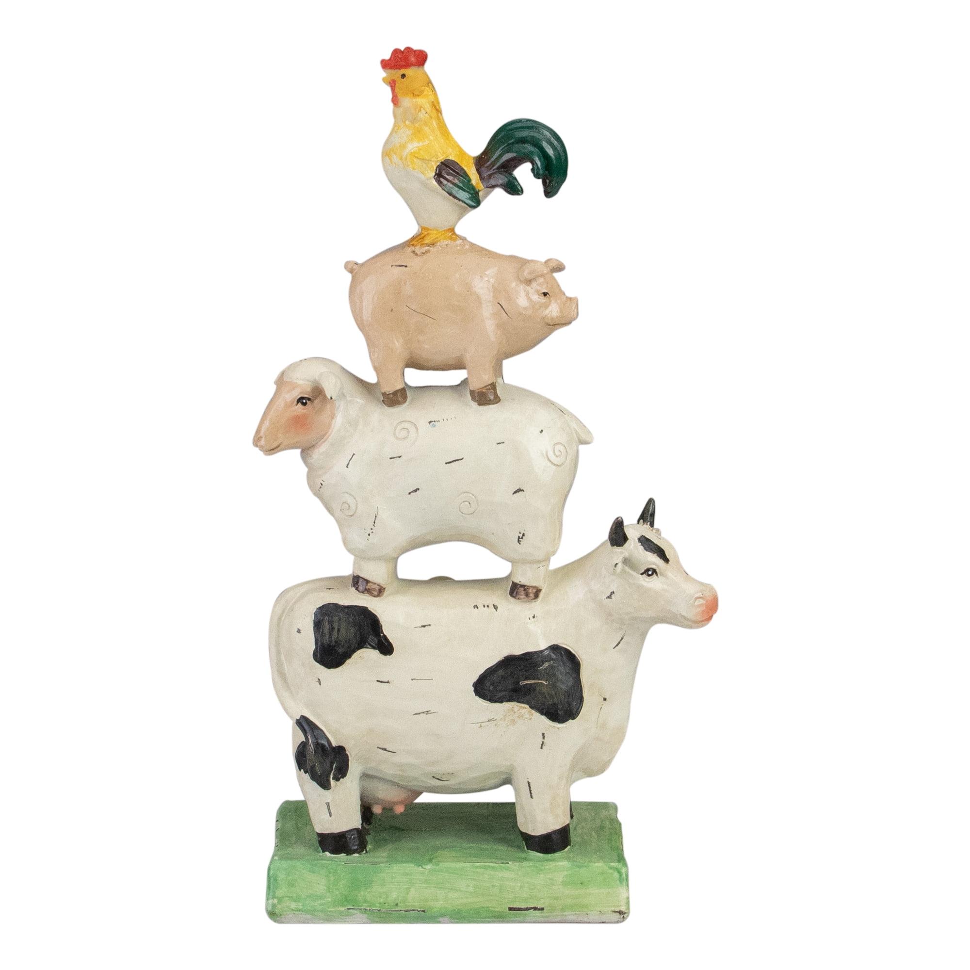 11.5" Stacked Polyresin Farm Animals Outdoor Garden Statue