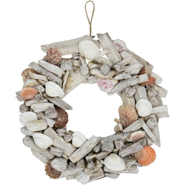 Northlight 12.5" Nautical Driftwood and Seashell Artificial Summer Wreath