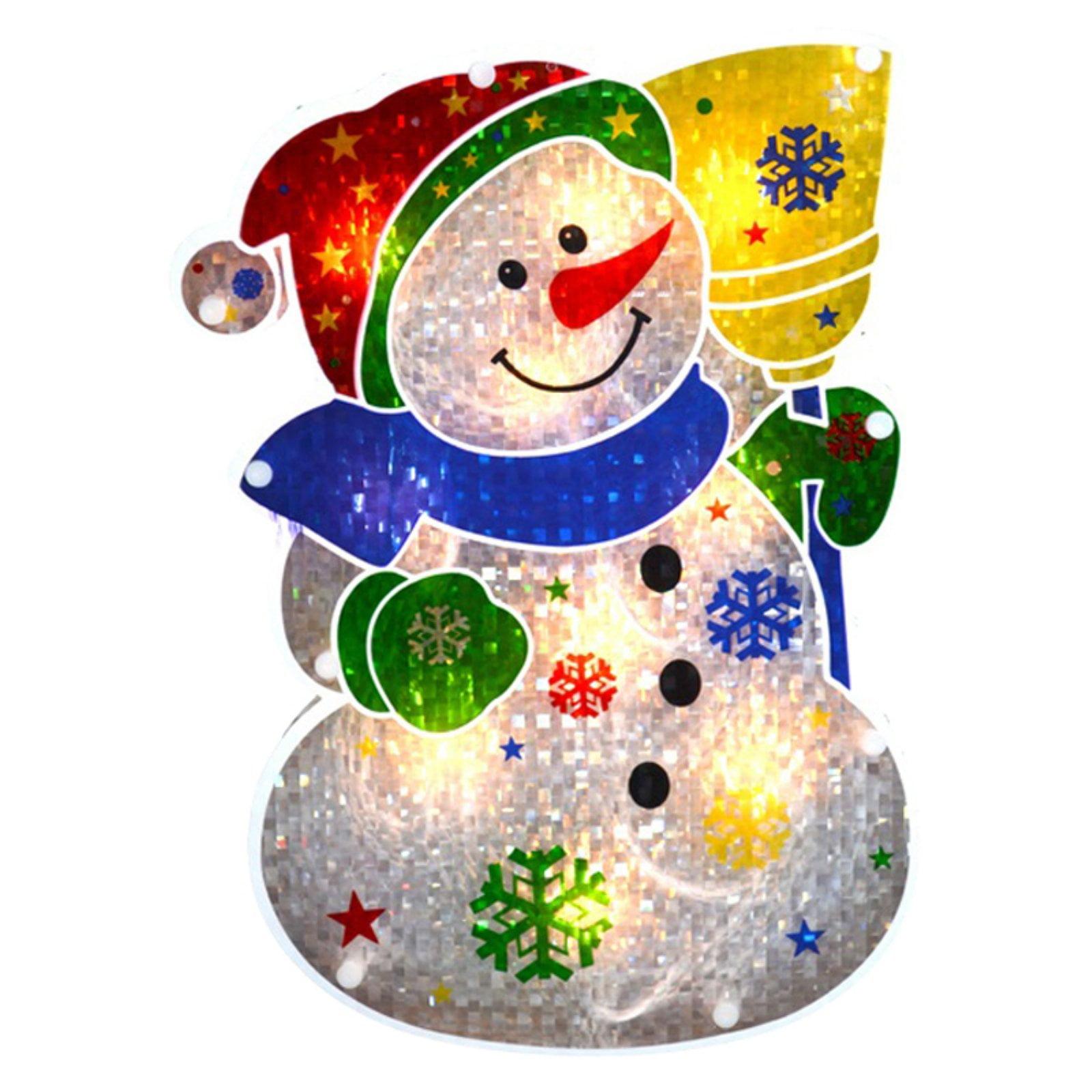 12.5" Multicolor Lighted Snowman Christmas Window Silhouette Decor