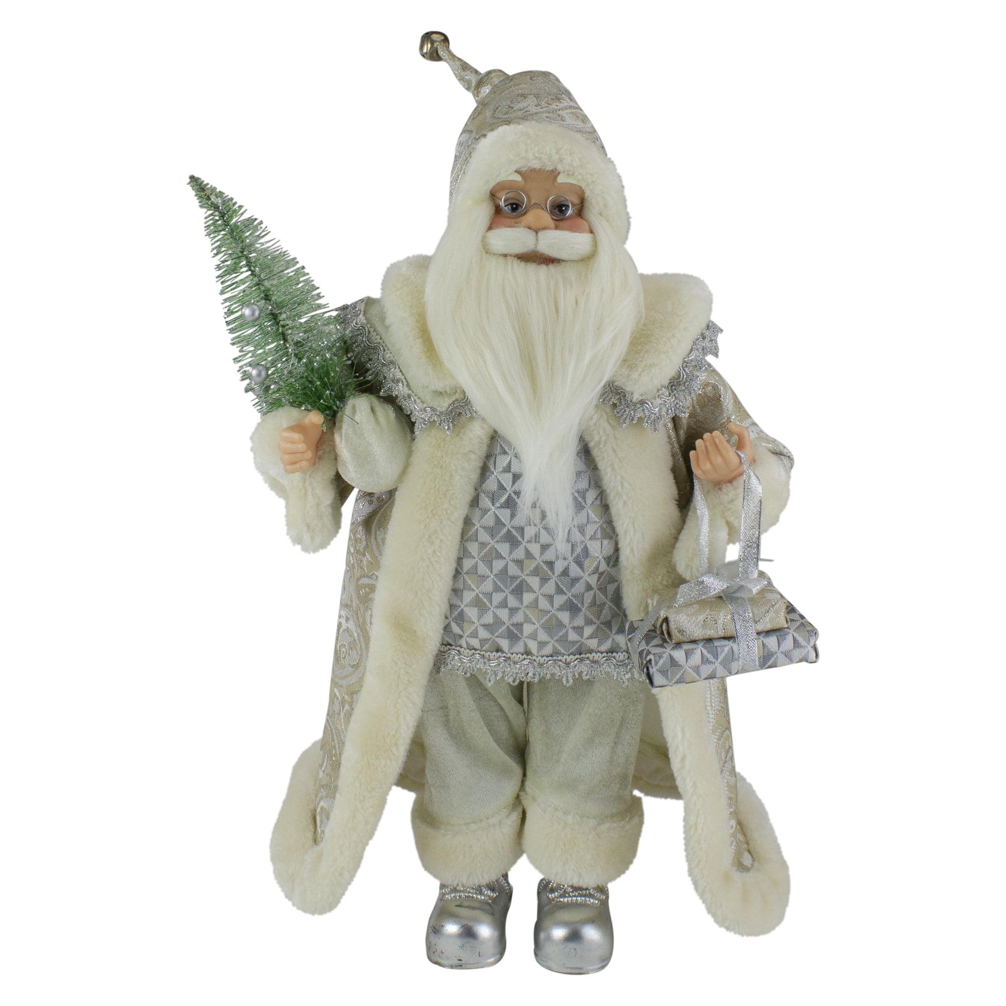 Ivory Santa Claus Figurine with Tree and Presents, 20"