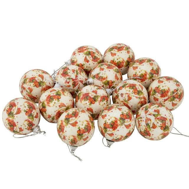 Northlight Seasonal 14-Piece Snowman Decoupage Christmas Ball Ornament Set 2.25" (60mm)