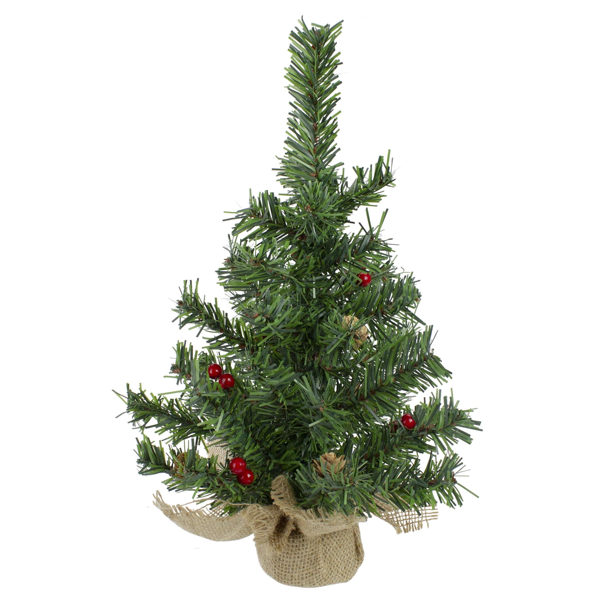 16" Modern Potted Christmas Tree with Red Berries and Pine Cones