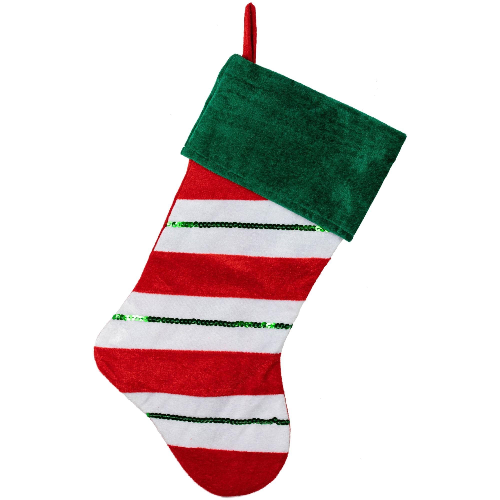 18" Velvet Sequin Stripe Christmas Stocking