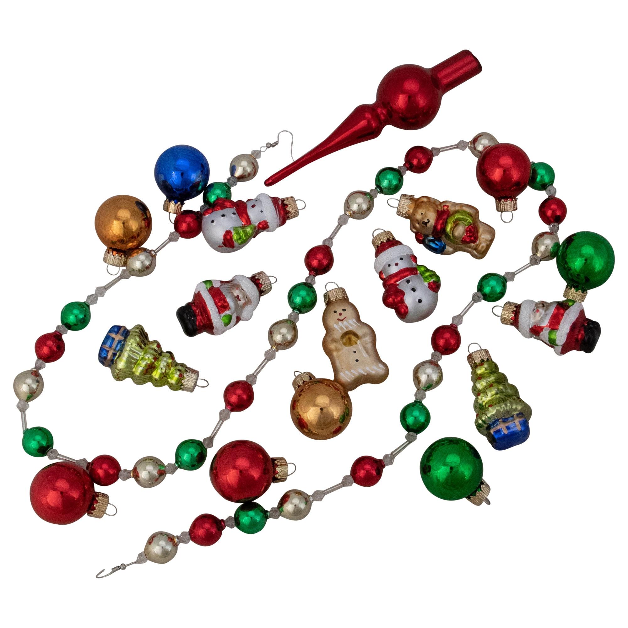 Multicolor Glass Christmas Garland and Ornament Set, 18-Piece