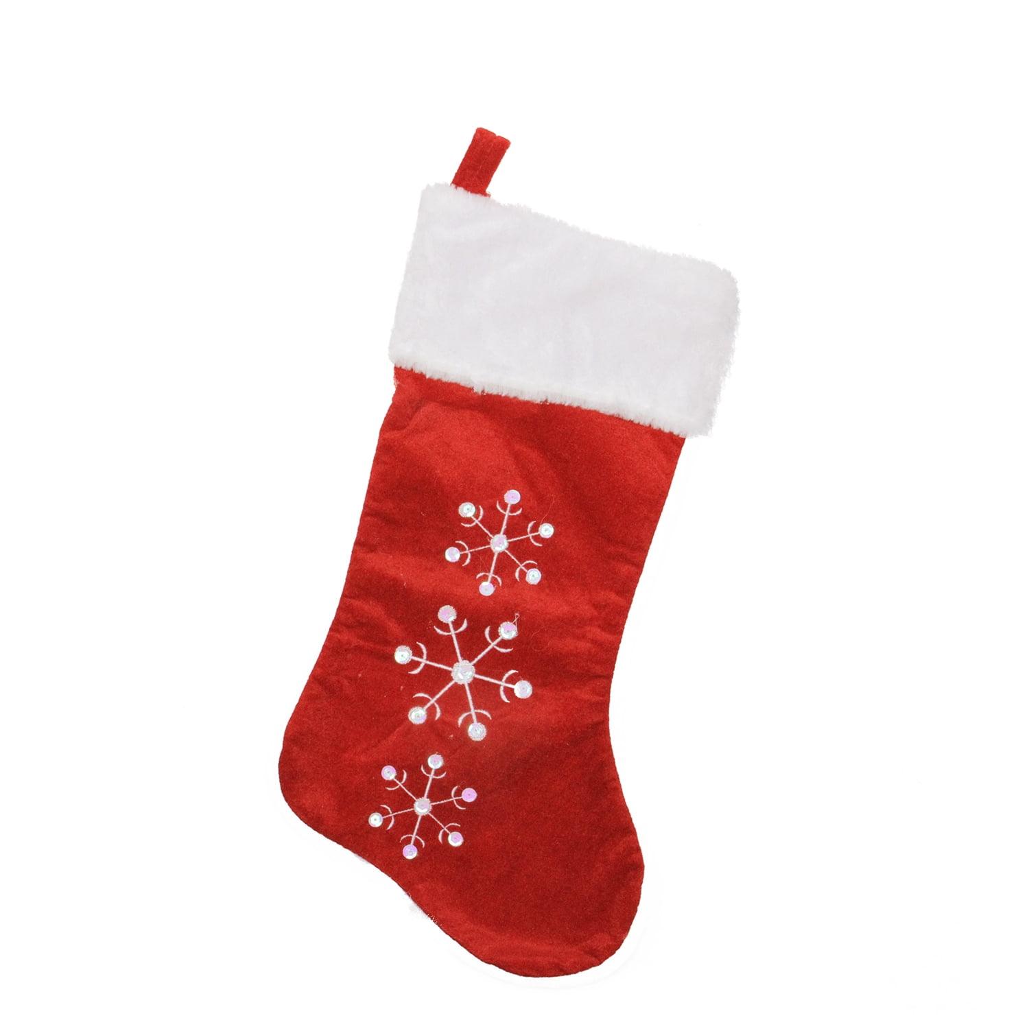 19" Red Velvet Christmas Stocking with White Faux Fur Cuff