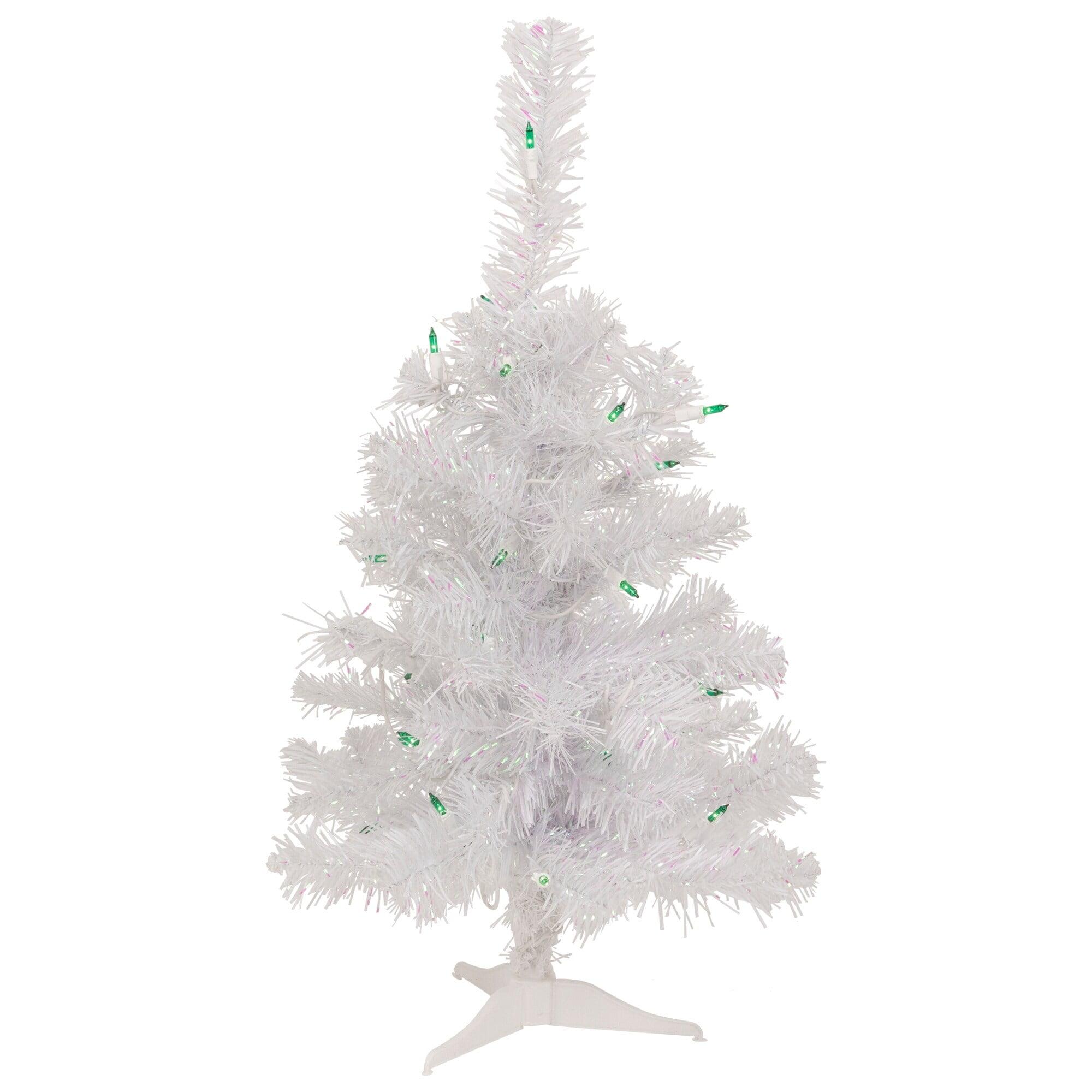 2' White Pine Artificial Christmas Tree with Green Lights