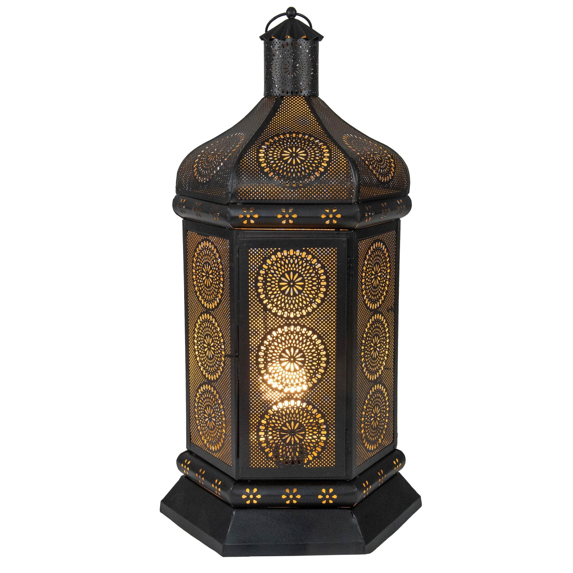 Black and Gold Moroccan Style Lantern Table Lamp