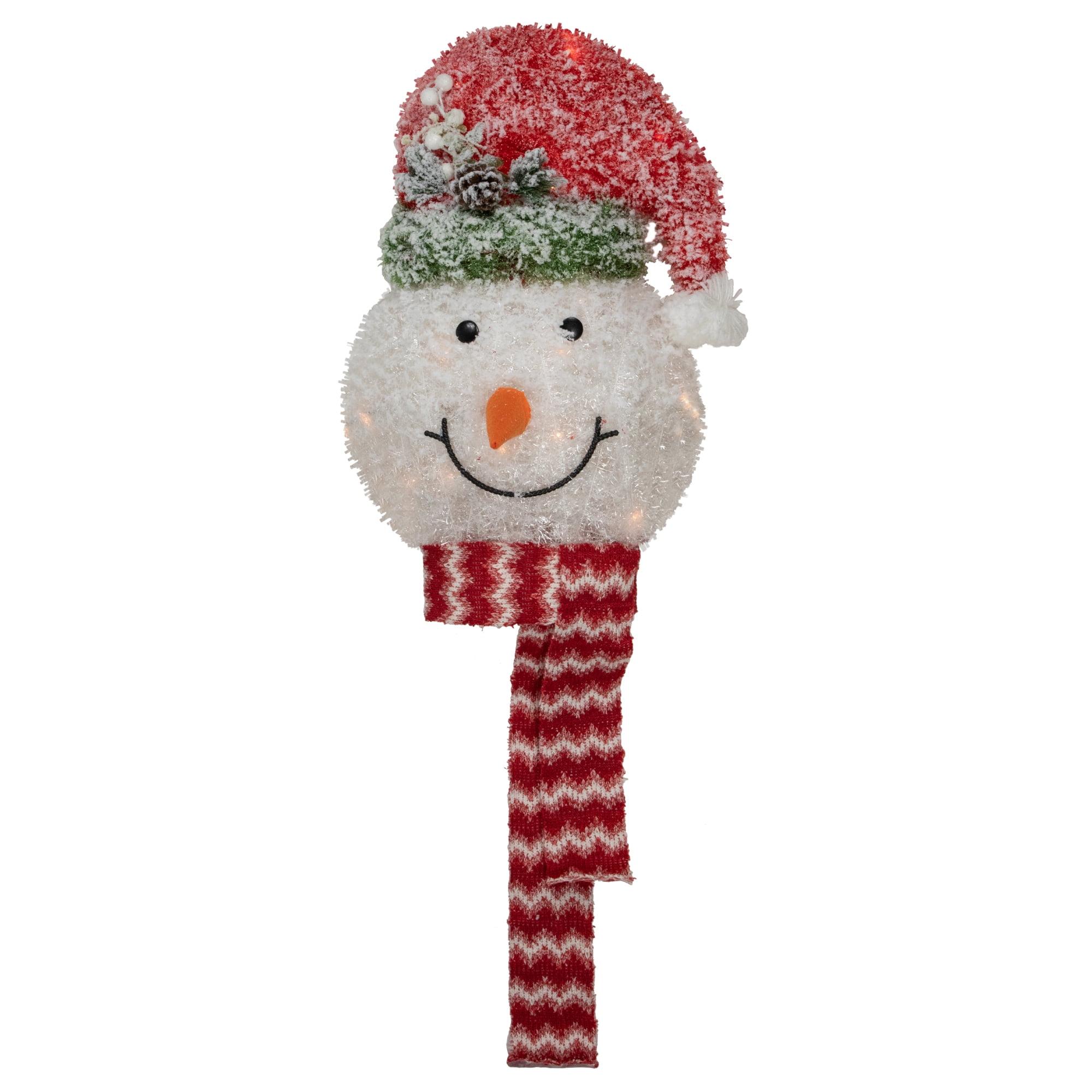 22" Lighted Snowman with Red Frosted Hat Christmas Tree Topper