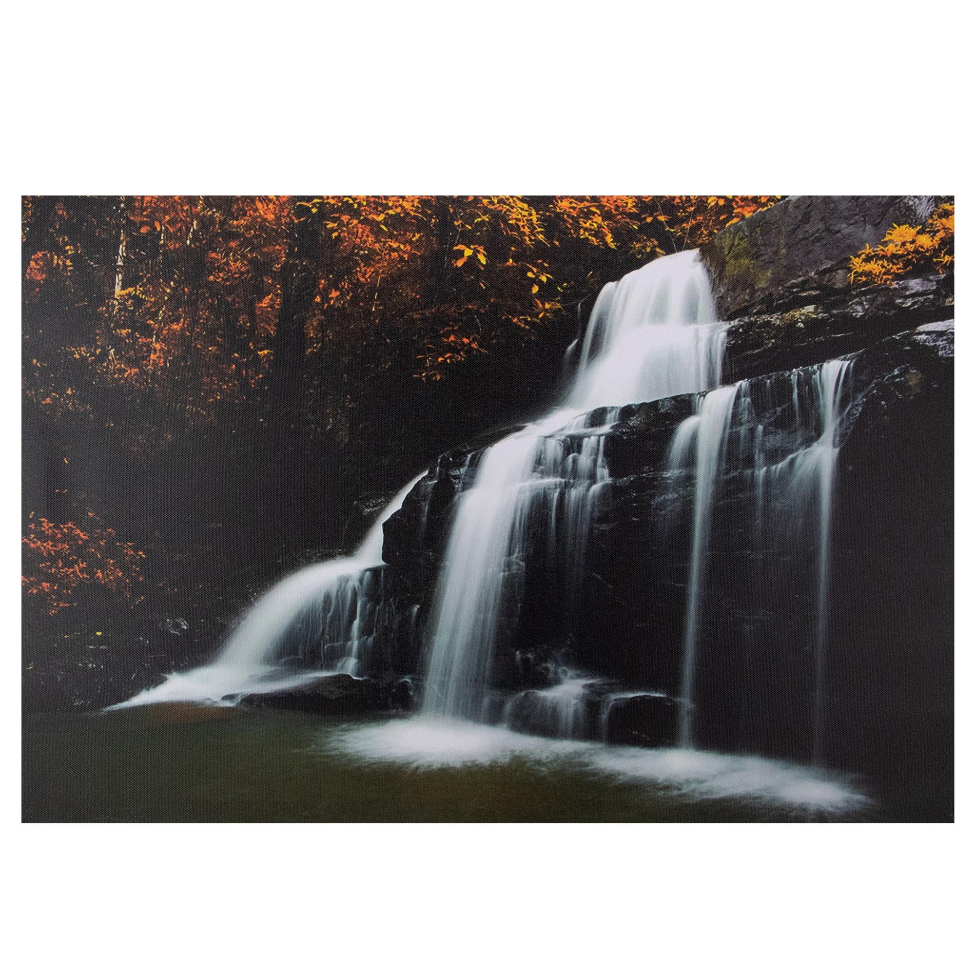 Northlight Seasonal 23.5" Natures Woods Autumn Waterfall Scene Canvas Wall Art