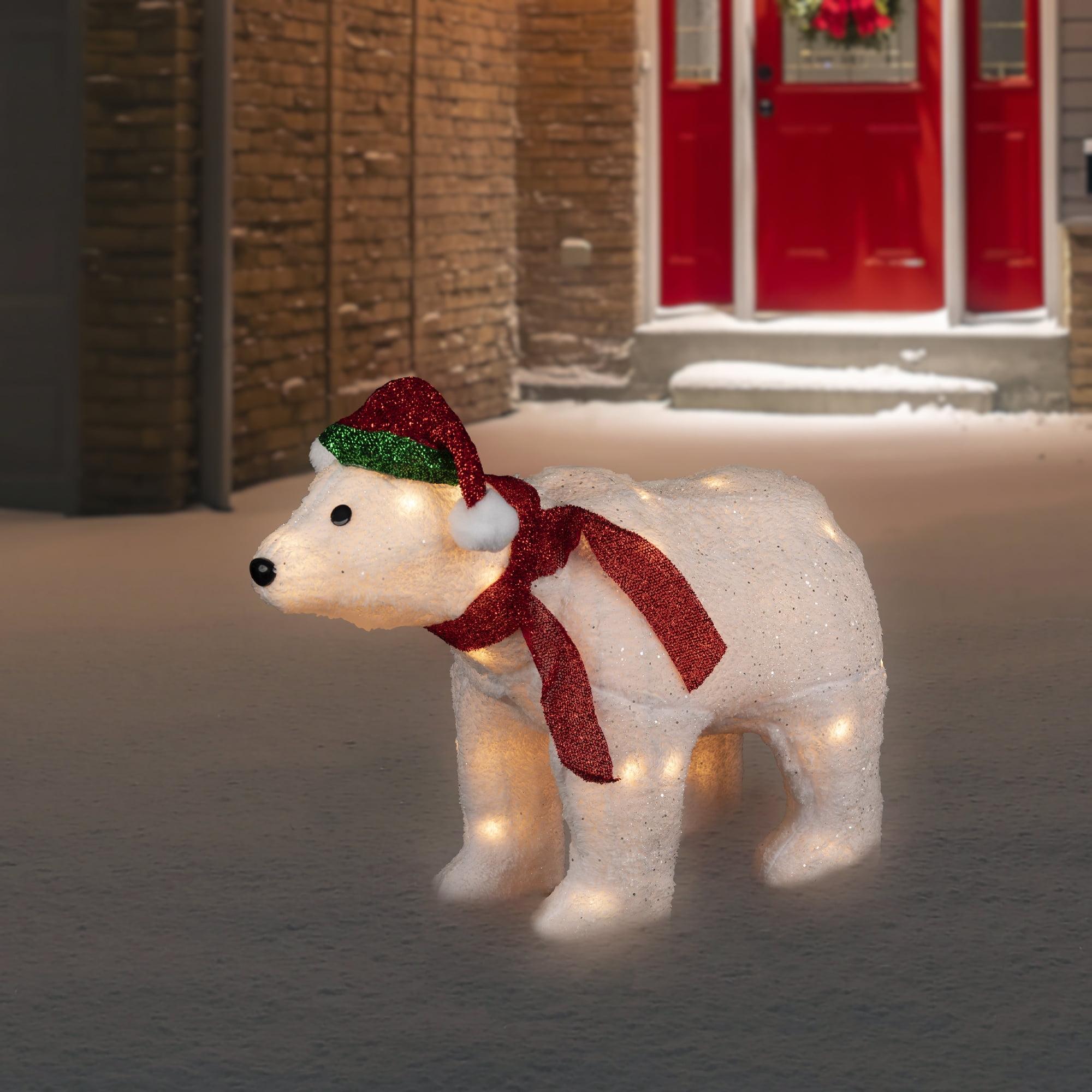 Northlight Seasonal 23" Pre-Lit White Glittered Polar Bear Outdoor Christmas Decoration