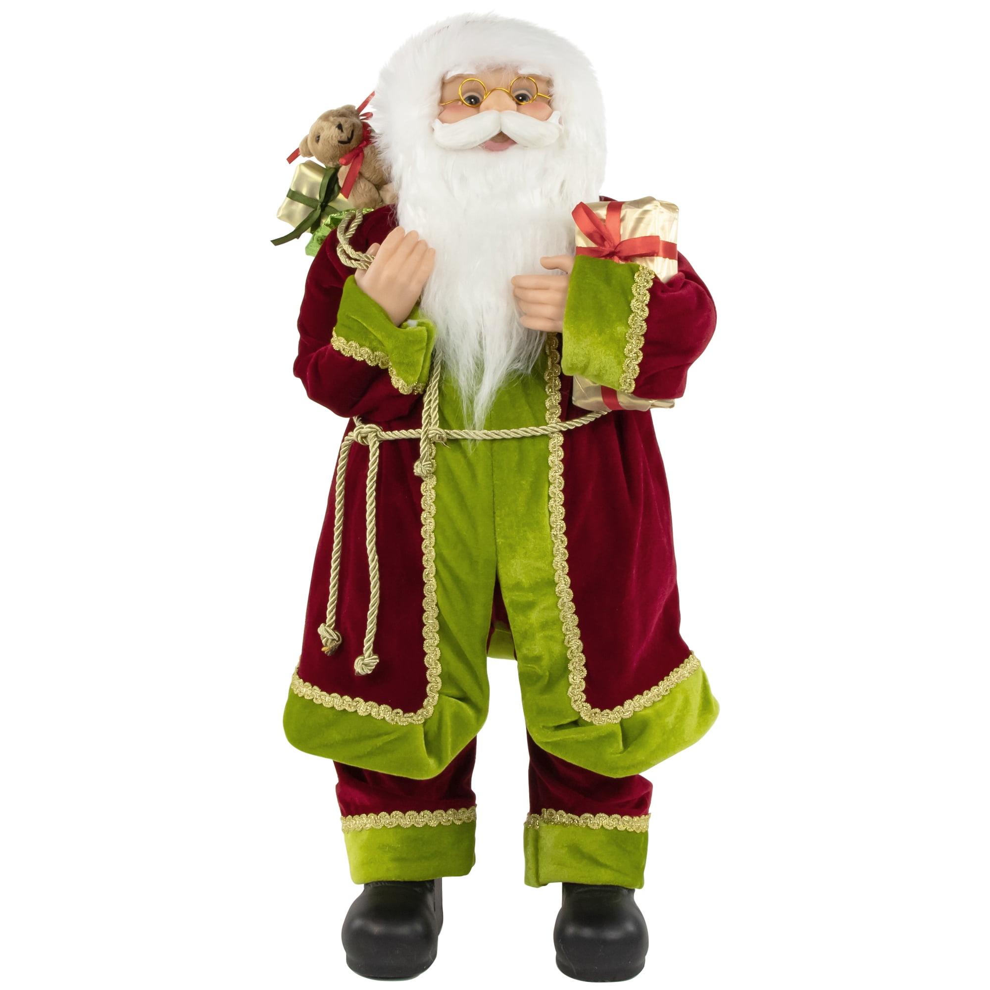 24" Red and Green Santa Claus Figurine with Gifts