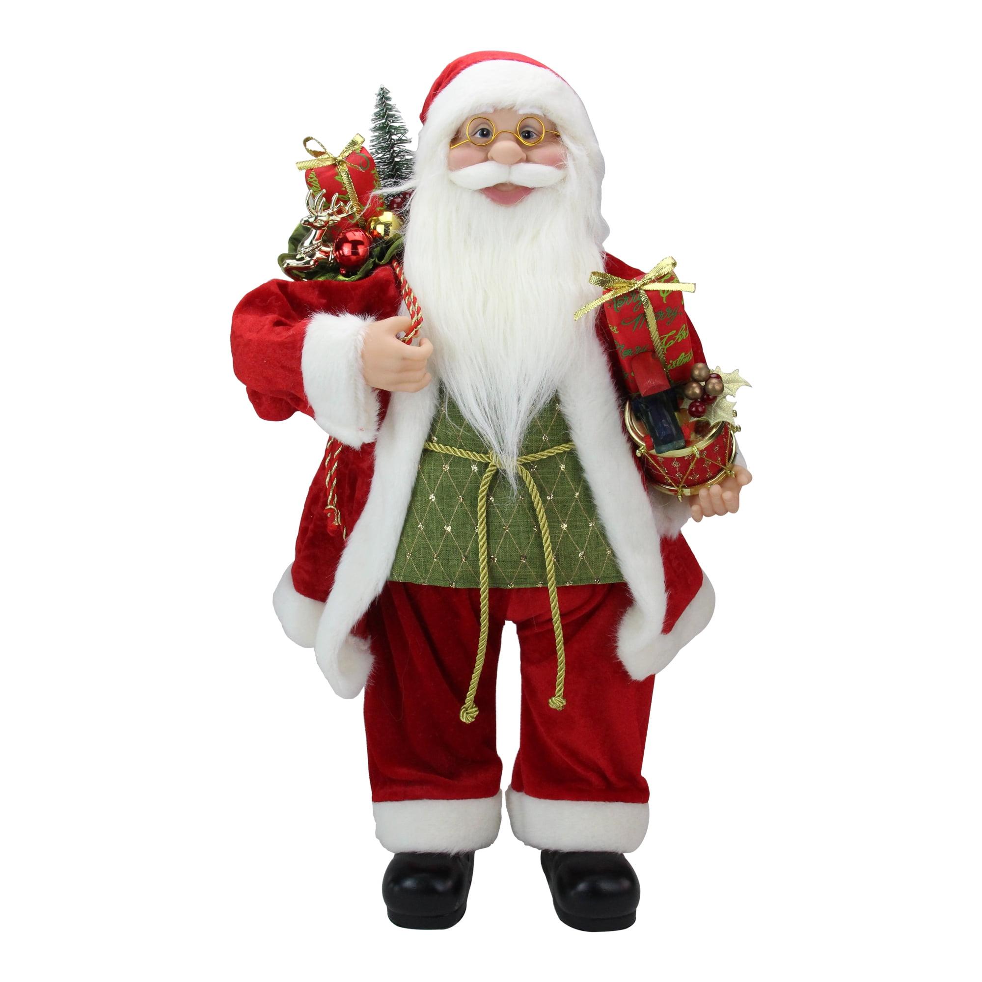 24" Red and White Santa Claus with Presents and Drum Christmas Figure