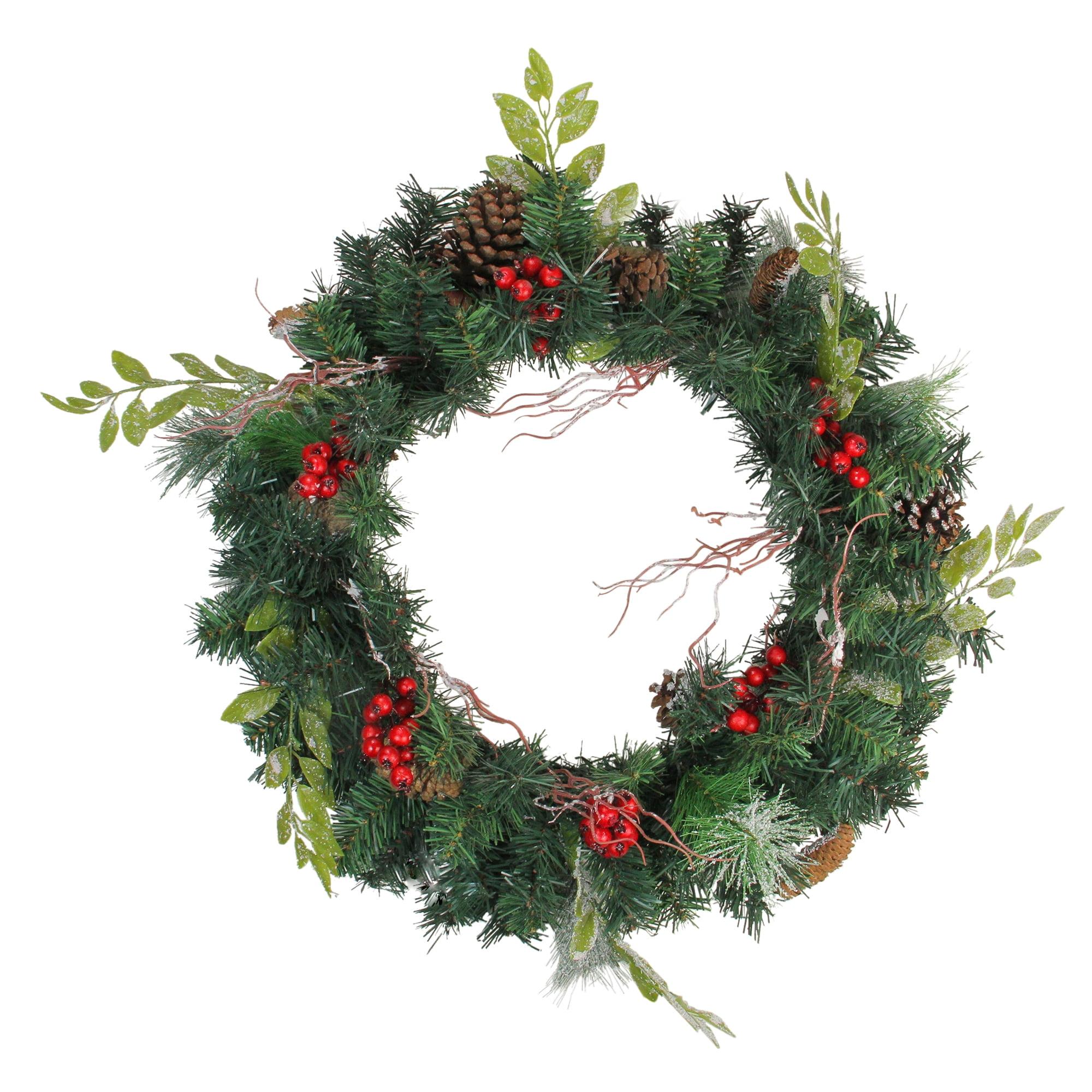 24-Inch Frosted Pinecone and Berry Artificial Christmas Wreath