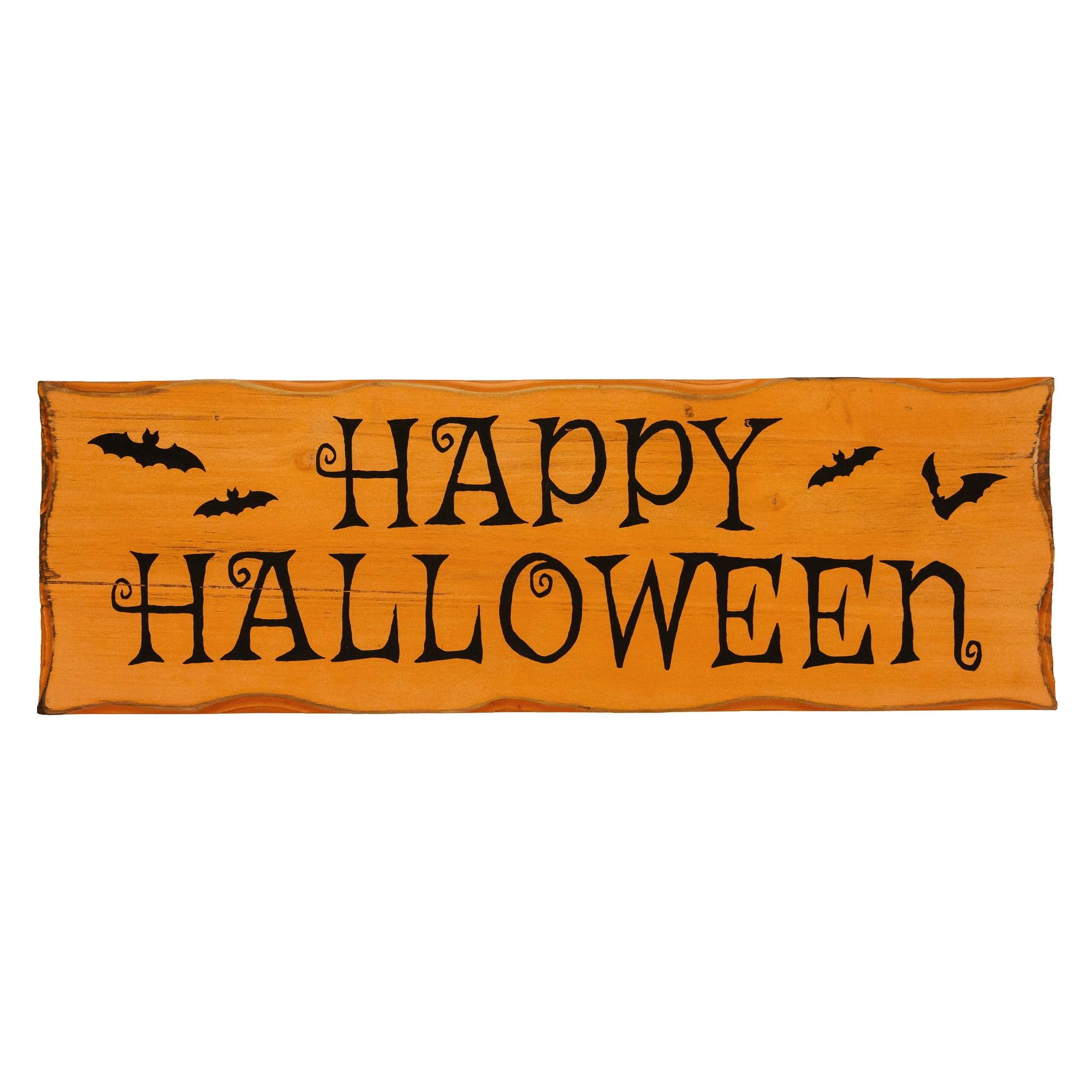 Northlight 24" Wooden 'Happy Halloween' Wall Sign with Bats