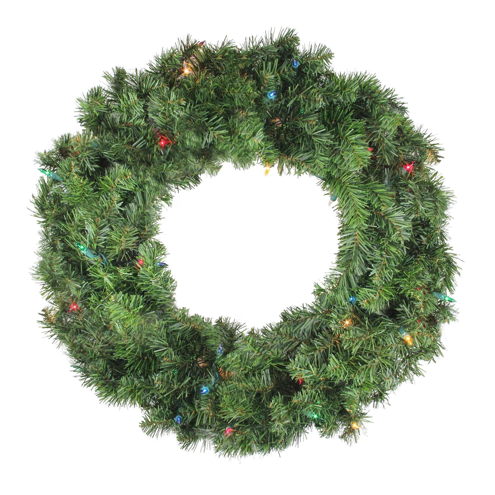 Luminous Pine Elegance 24" Pre-Lit Outdoor Christmas Wreath