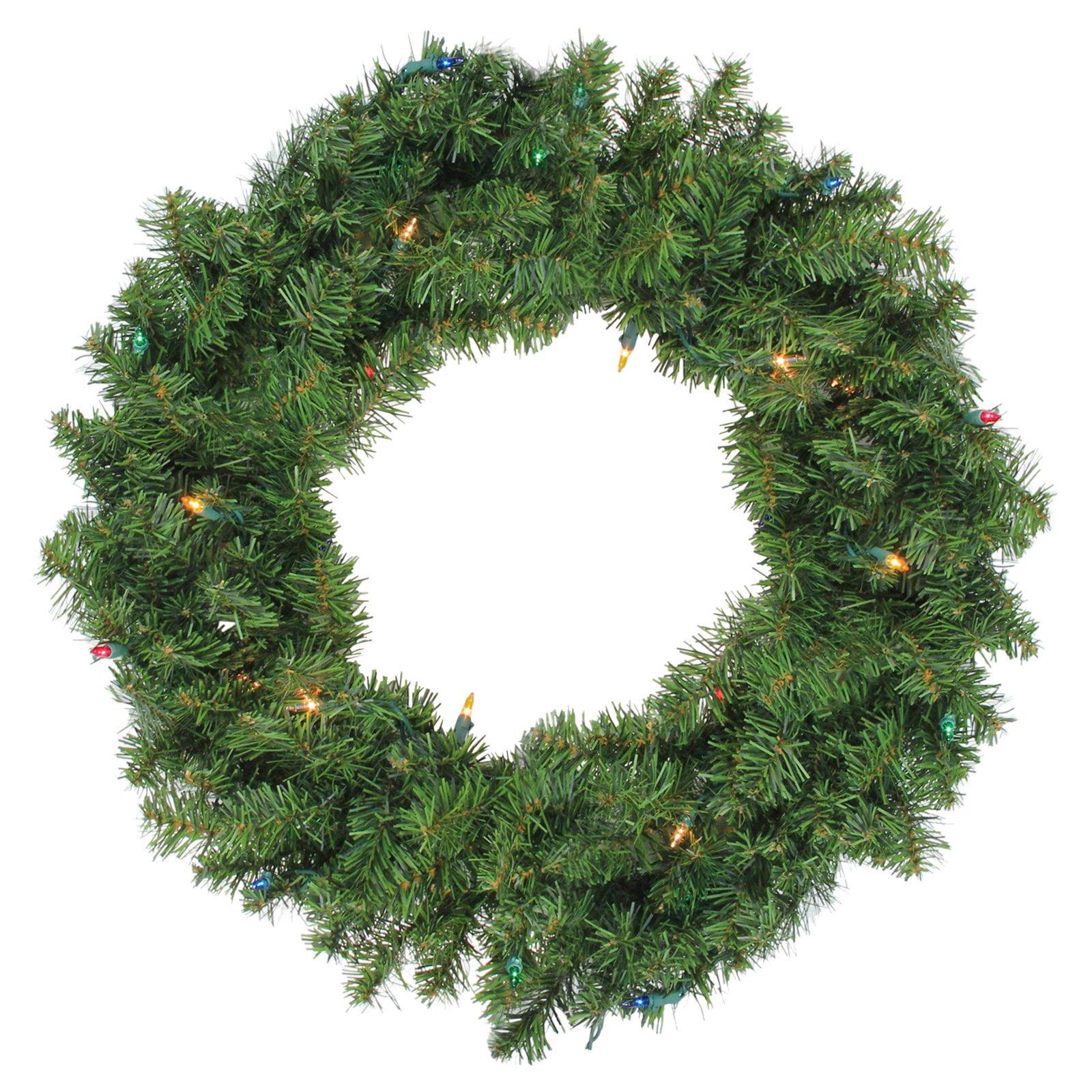 Luminous Pine Elegance 24" Pre-Lit Outdoor Christmas Wreath