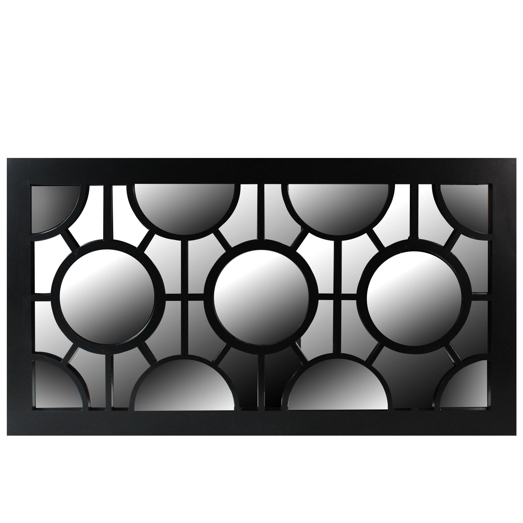 Geometric Lattice Overlay 25.5" Black Rectangular Wall Mirror