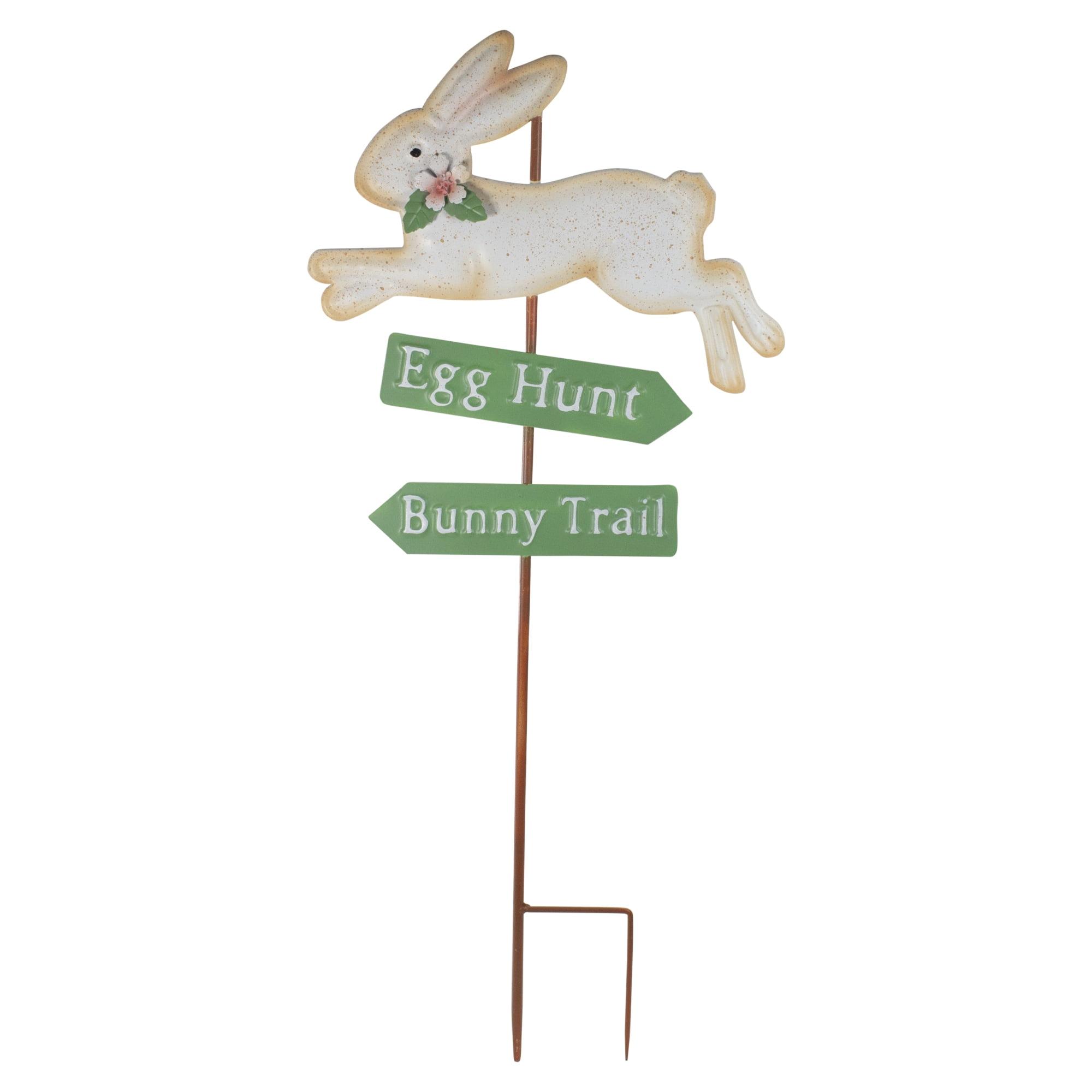 Northlight Seasonal 25.5" Easter Egg Hunt And Bunny Trail Outdoor Metal Spring Yard Stake