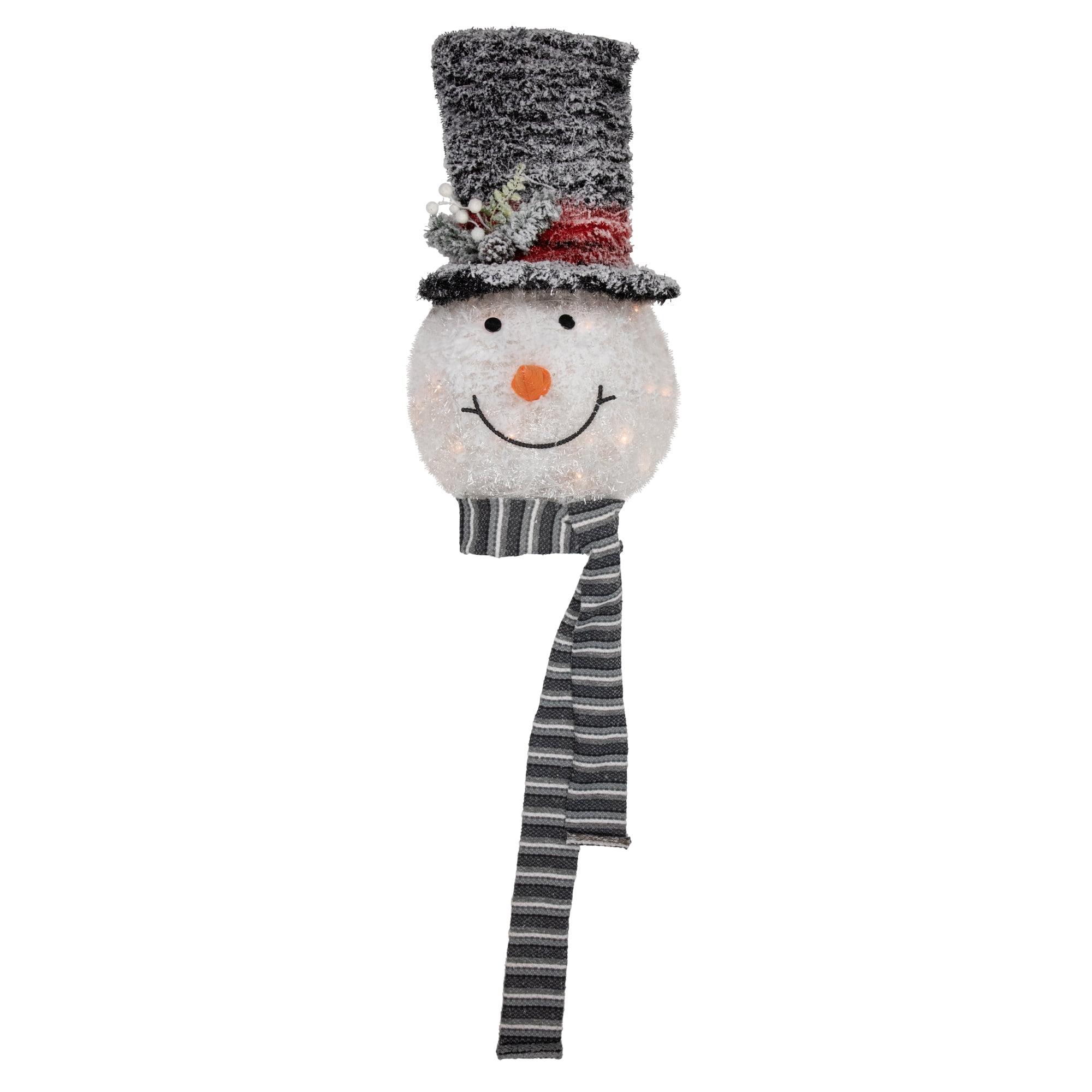 Northlight 25" Lighted Snowman with Black Frosted Top Hat Christmas Tree Topper