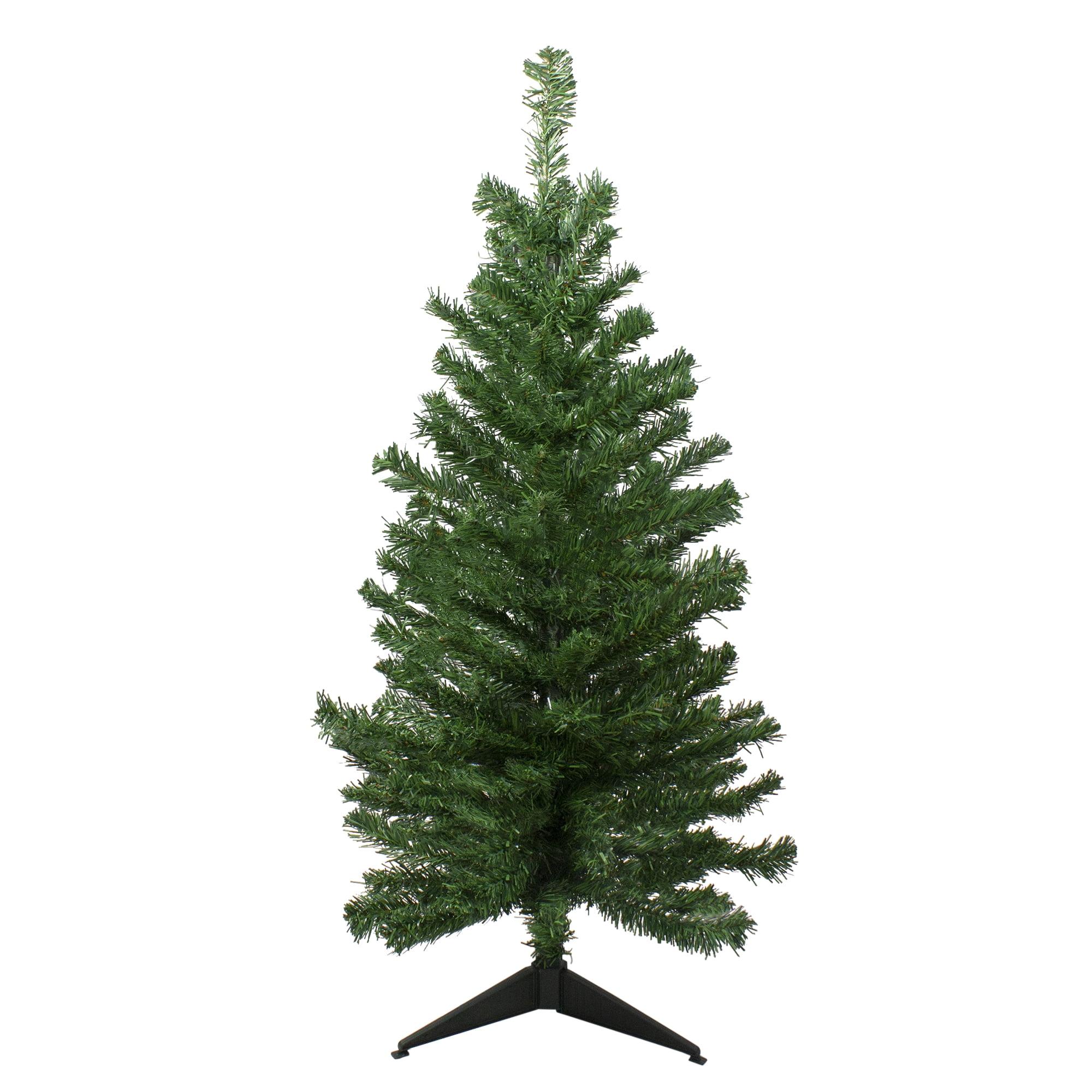 3' Green PVC Pine Artificial Christmas Tree with Plastic Stand