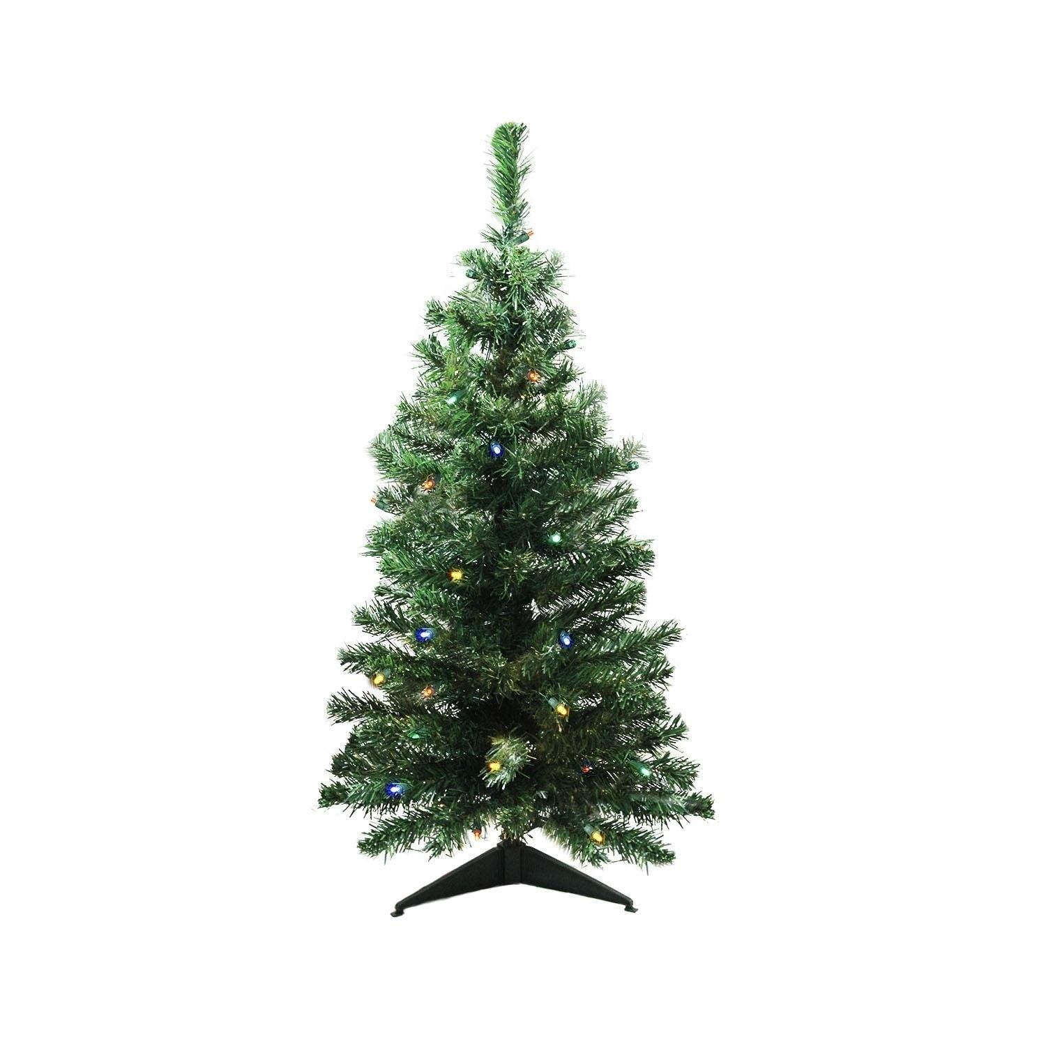 3' Pre-Lit Medium Mixed Classic Pine Artificial Christmas Tree - Multicolor LED Lights