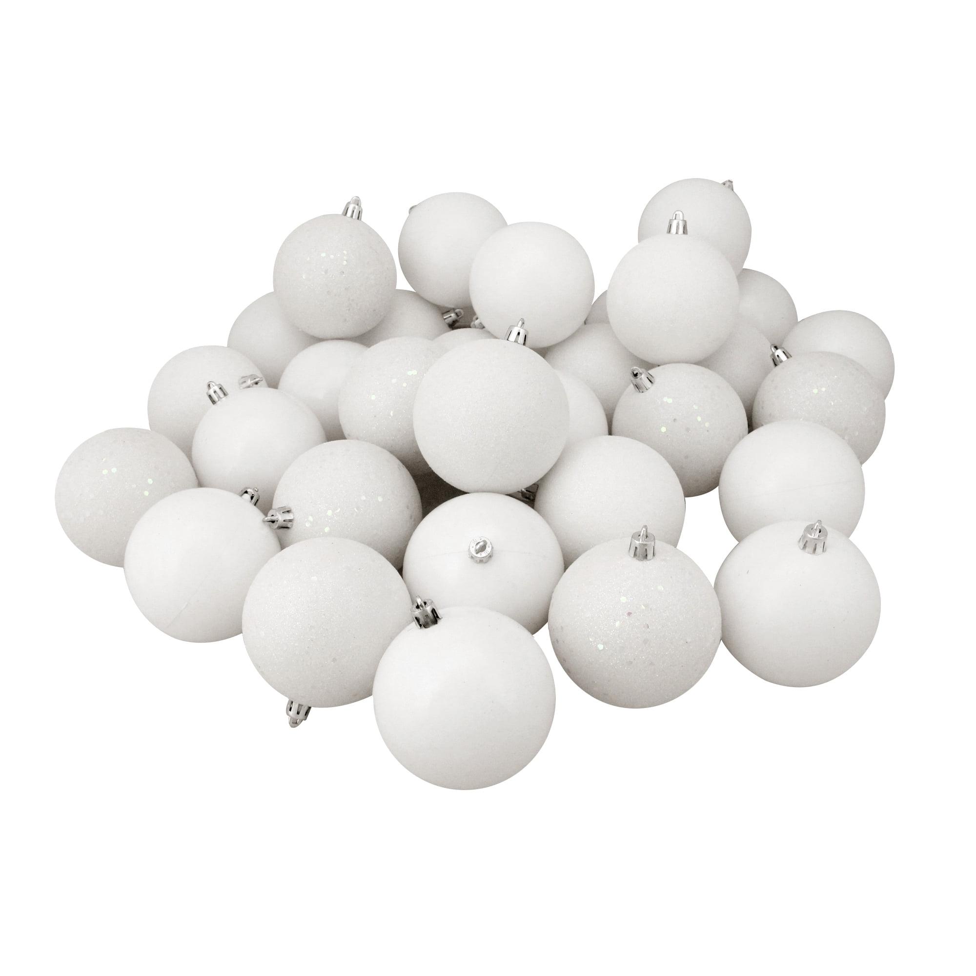 Northlight Shatterproof Shiny Christmas Ball Ornaments - 3.25" (80mm) - Iridescent White - 32ct