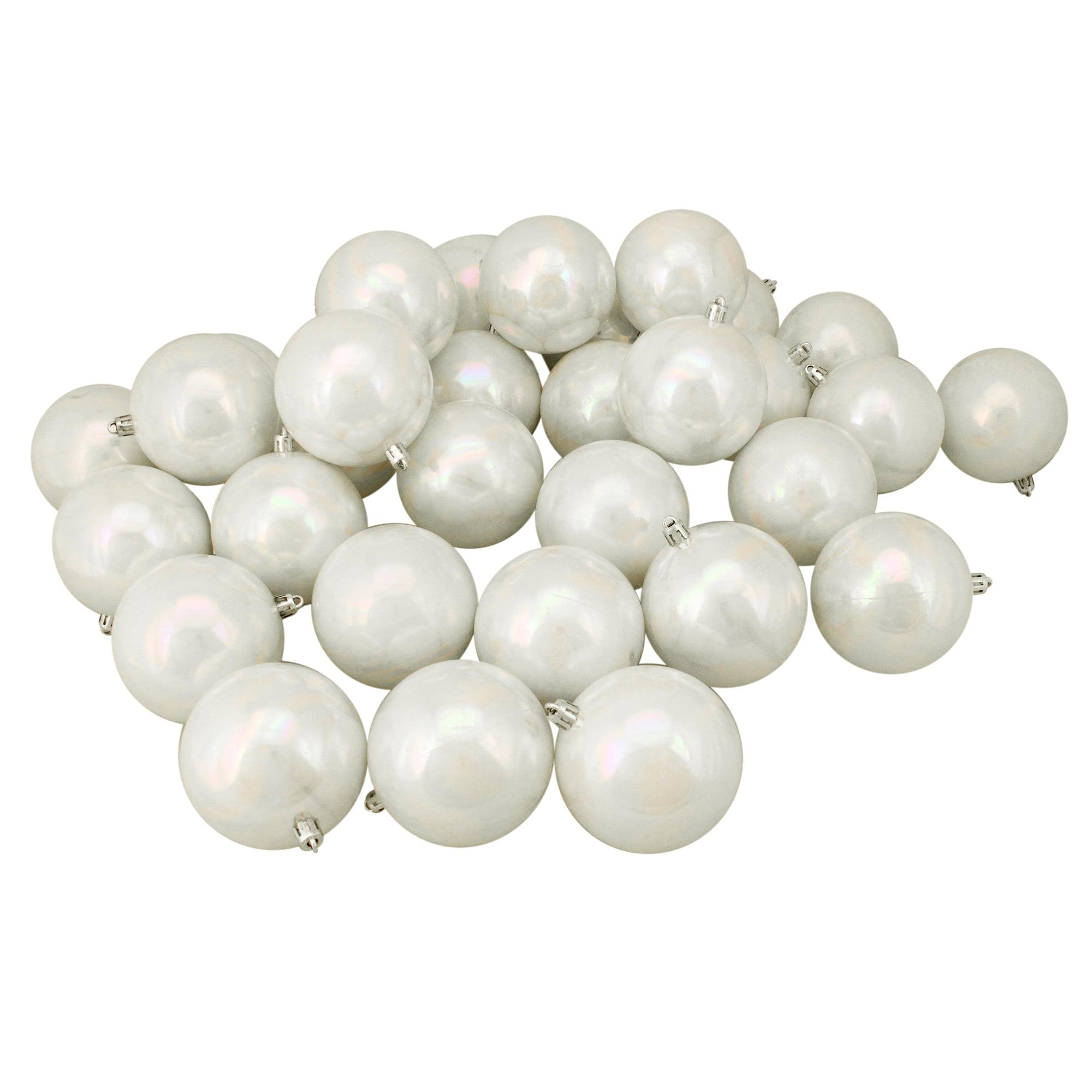 White Iridescent Shatterproof Plastic Christmas Ball Ornament Set