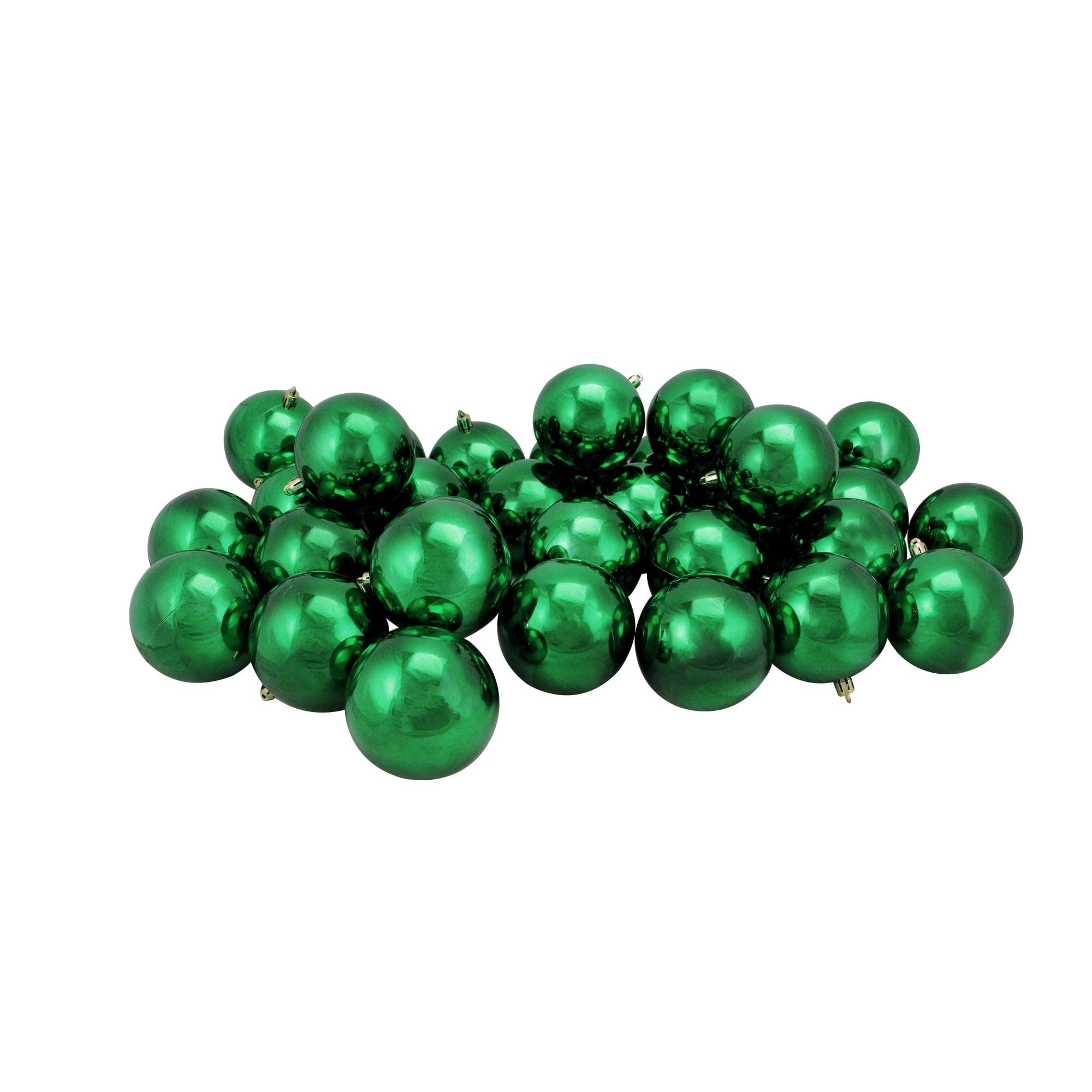 Green Shatterproof Plastic Christmas Ball Ornament Set, 32 Pieces