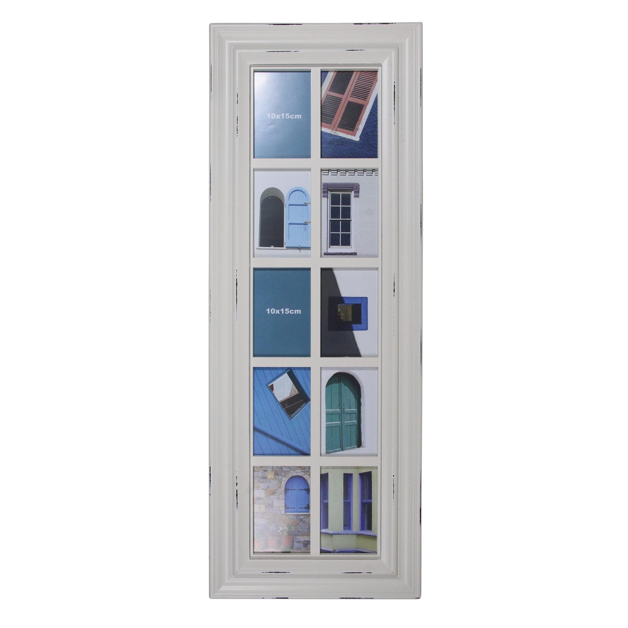 35" Distressed Windowpane Photo Collage Frame Wall Decor