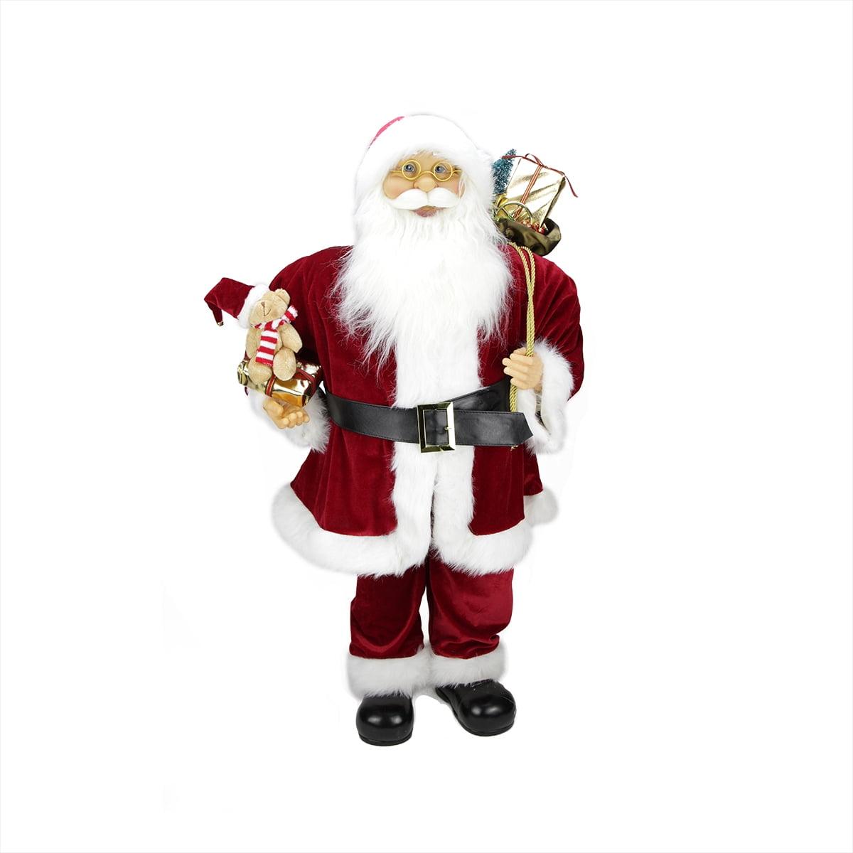 Northlight Santa Claus Christmas Figure with Teddy Bear and Gift Bag - 36"