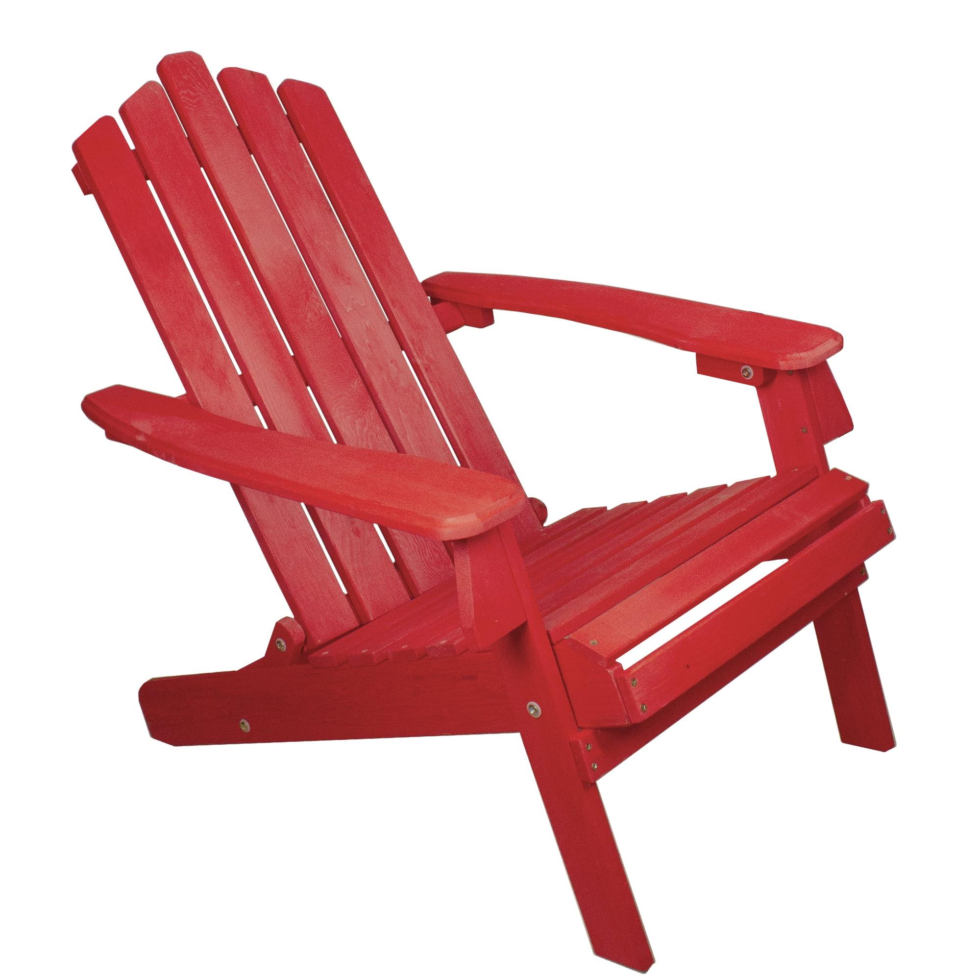 Classic Red Wooden Folding Adirondack Chair with Arms