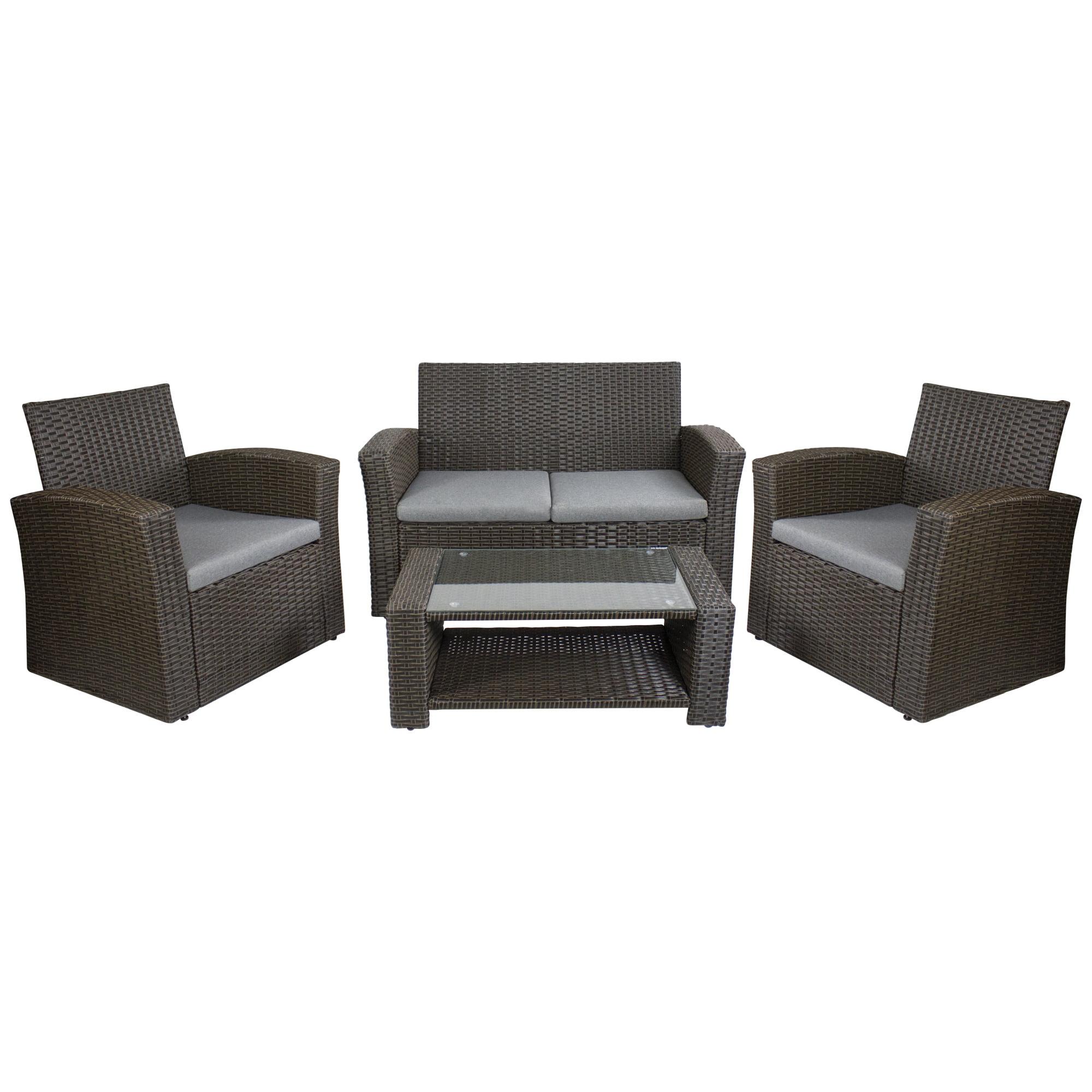 Georgetown Handwoven Resin Wicker 4-Piece Outdoor Conversation Set