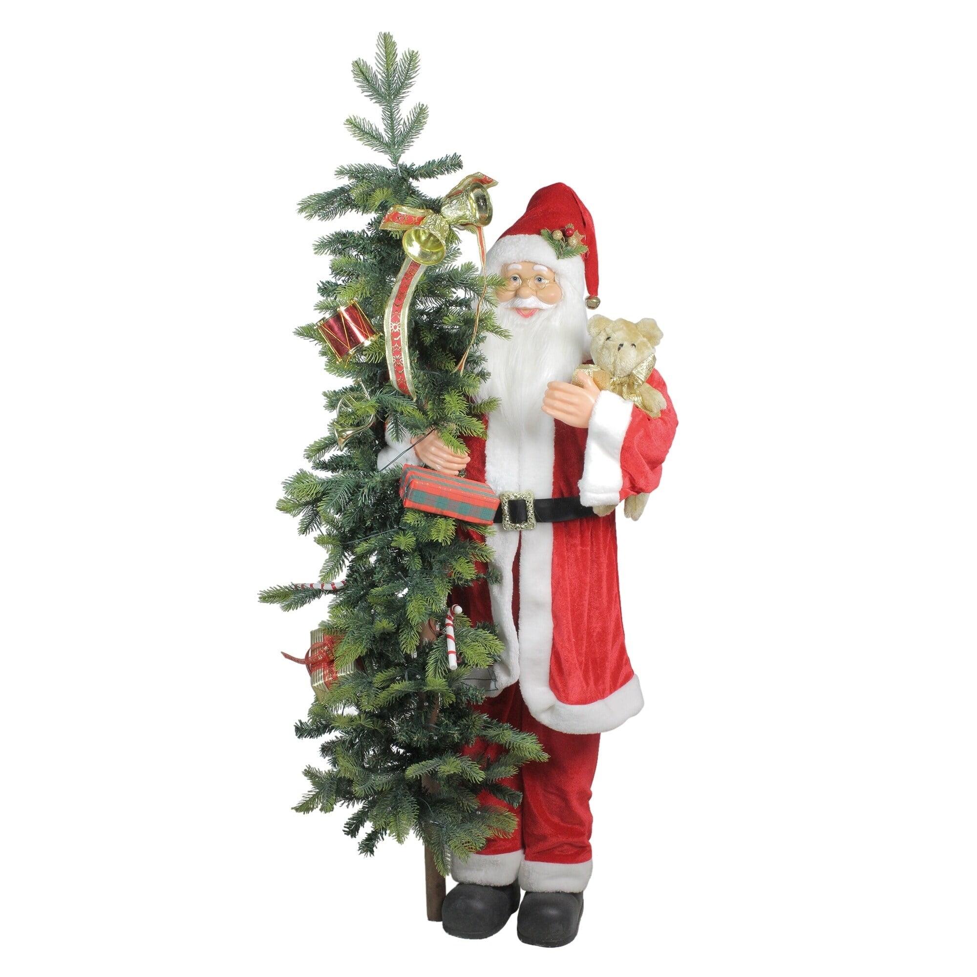 48" Musical Santa Claus with Lighted Tree and Teddy Bear