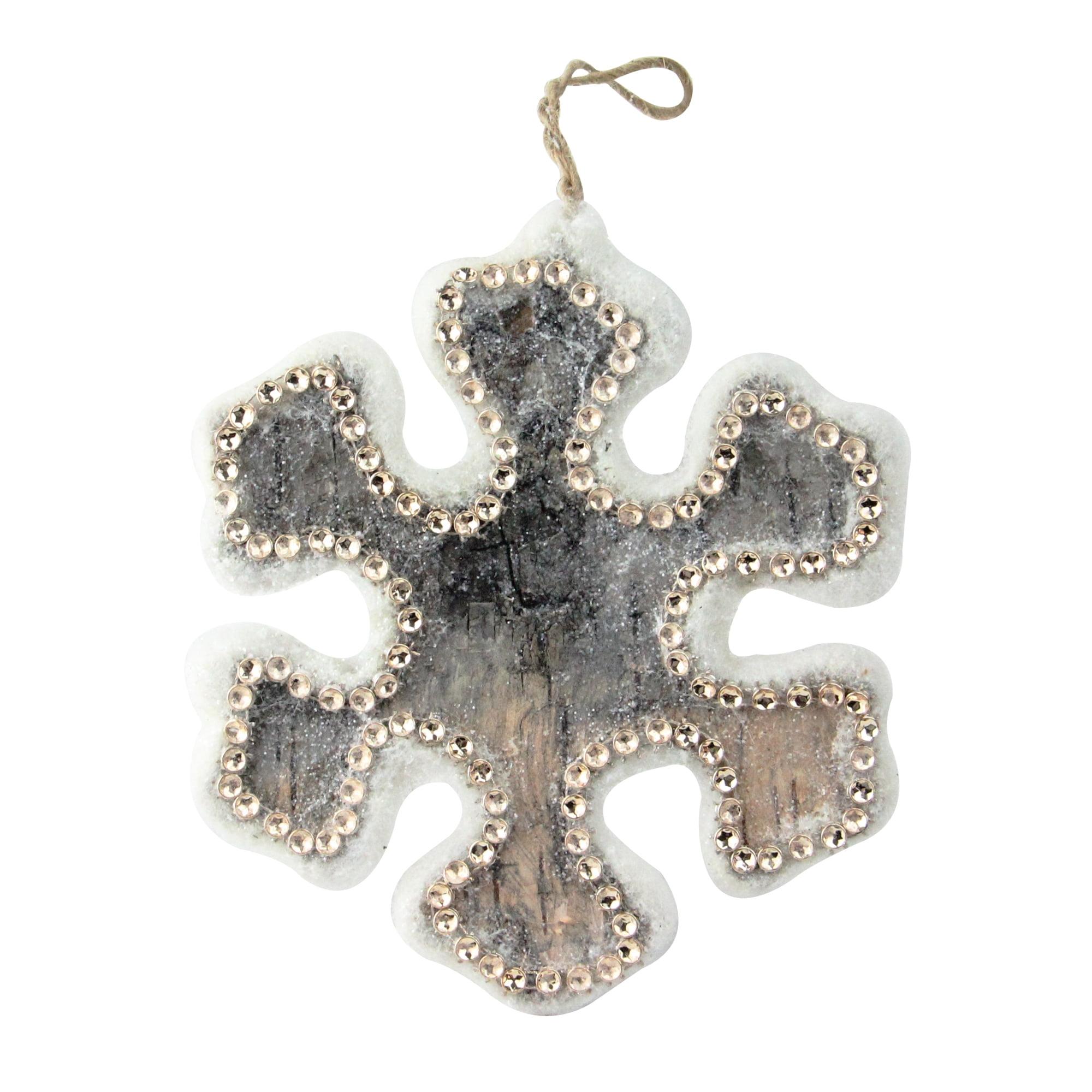 Northlight Seasonal 6.25" Brown and White Glittered Shatterproof Christmas Snowflake Ornament