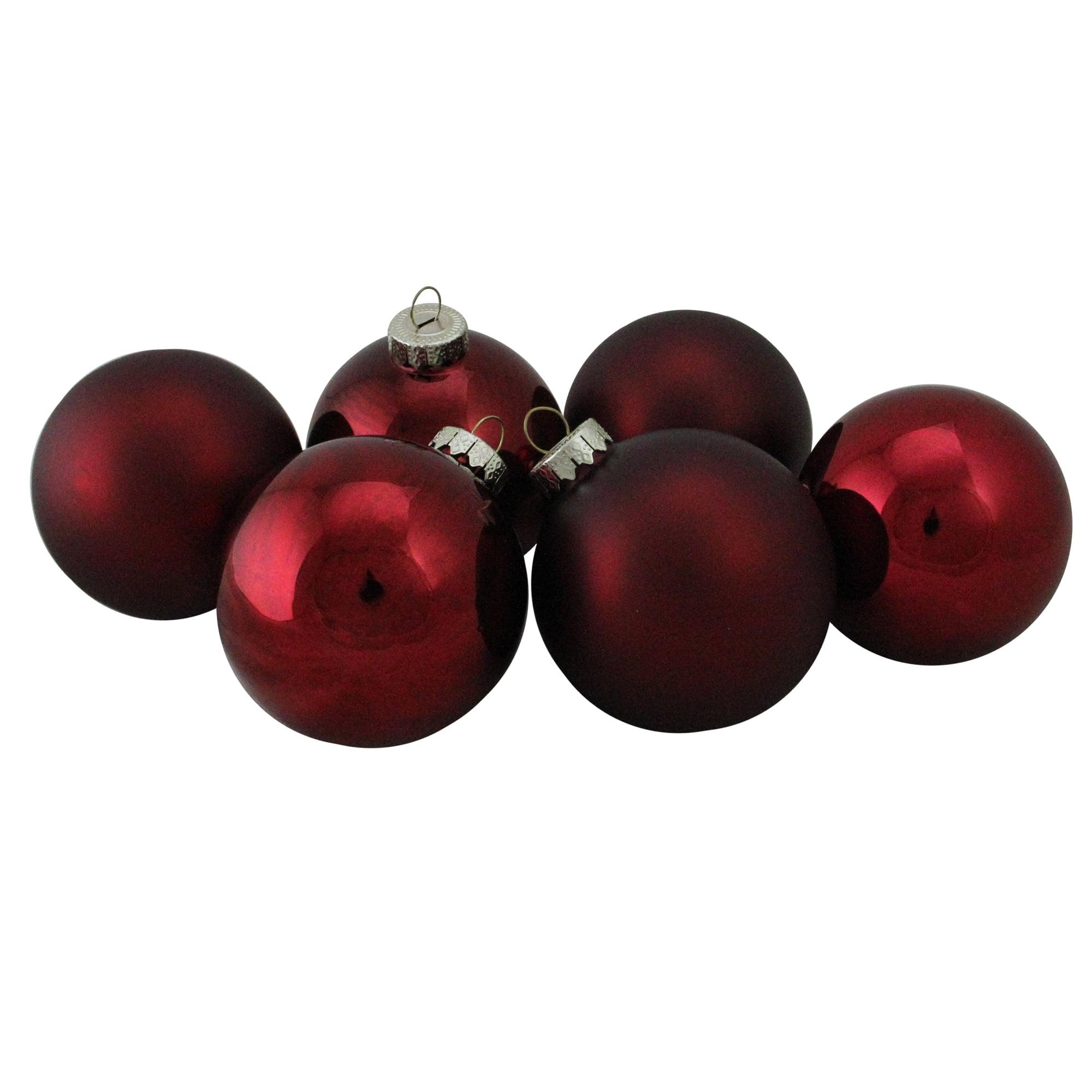 Burgundy Red Glass Ball Christmas Ornament Set