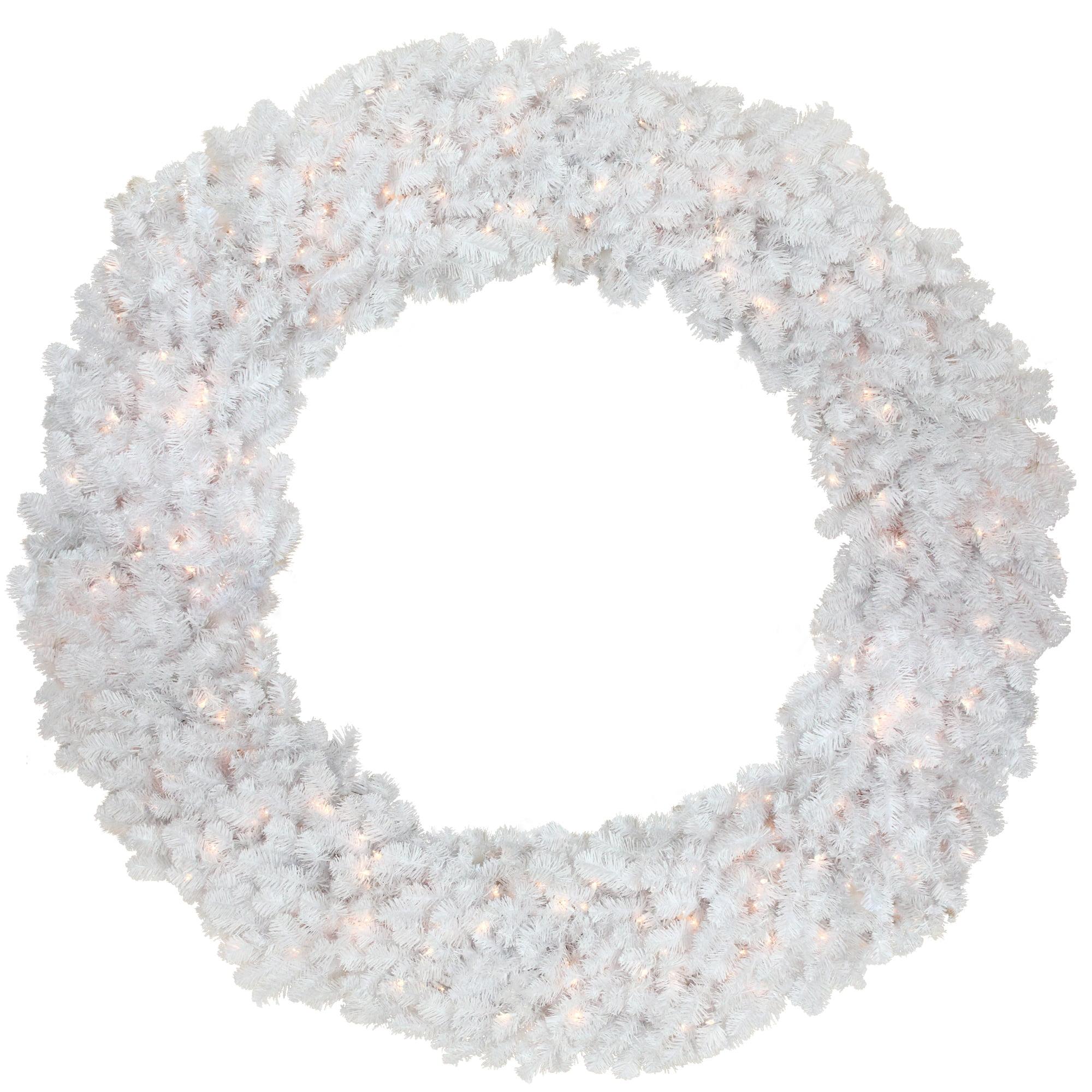 Northlight Seasonal Pre-Lit White Commercial Snow White Pine Artificial Christmas Wreath - 6-Foot Clear Lights