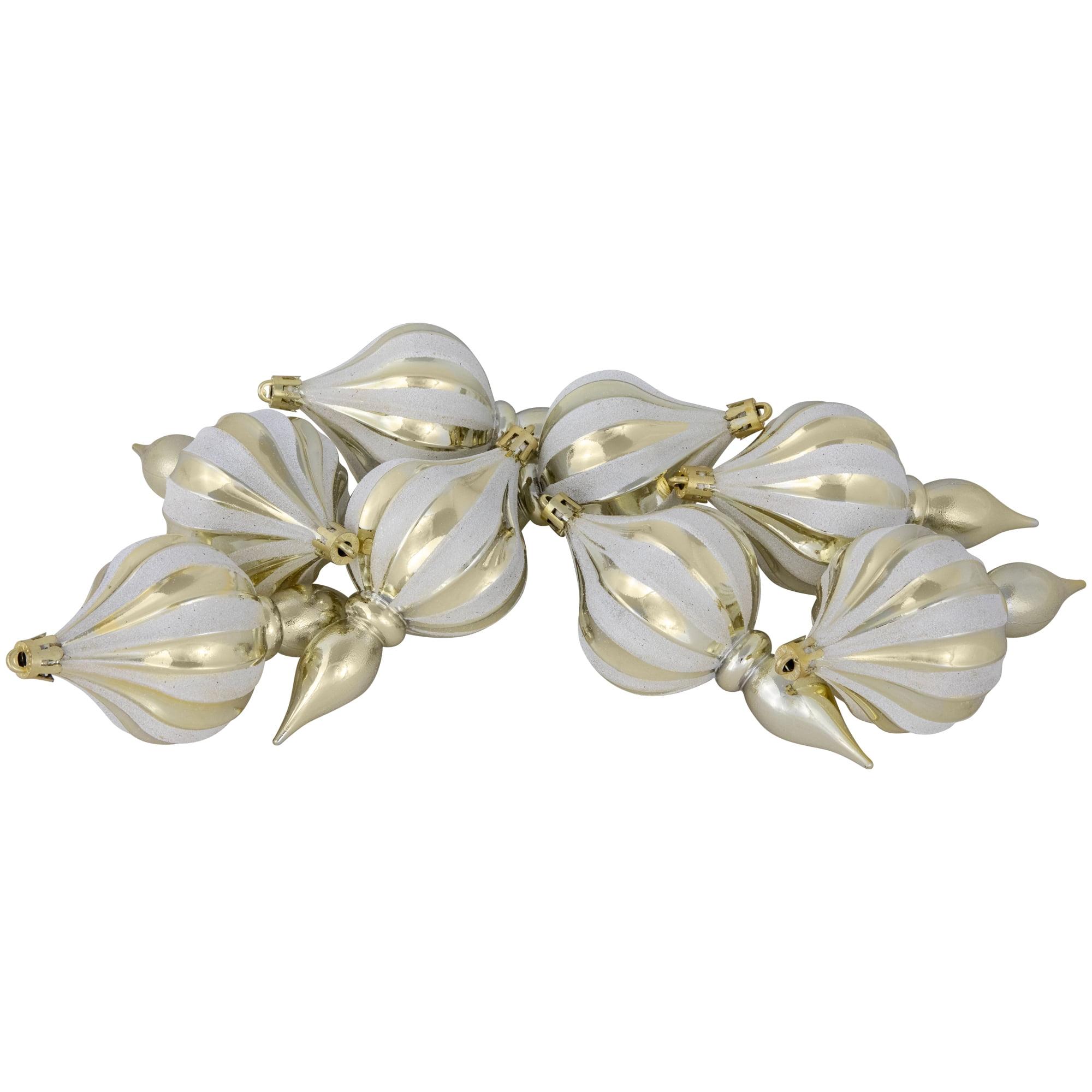 Champagne Gold Shatterproof Finial Christmas Ornaments Set