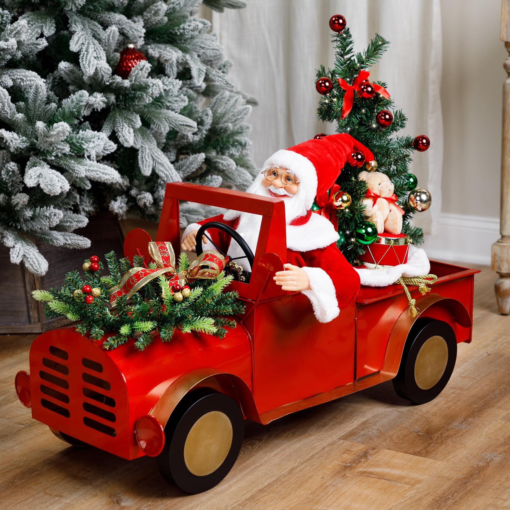Northlight Seasonal Animated And Musical Santa Driving Vintage Truck Christmas Decoration - 36.5"