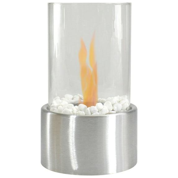 Northlight 10.5" Bio Ethanol Round Portable Tabletop Fireplace with Silver Base