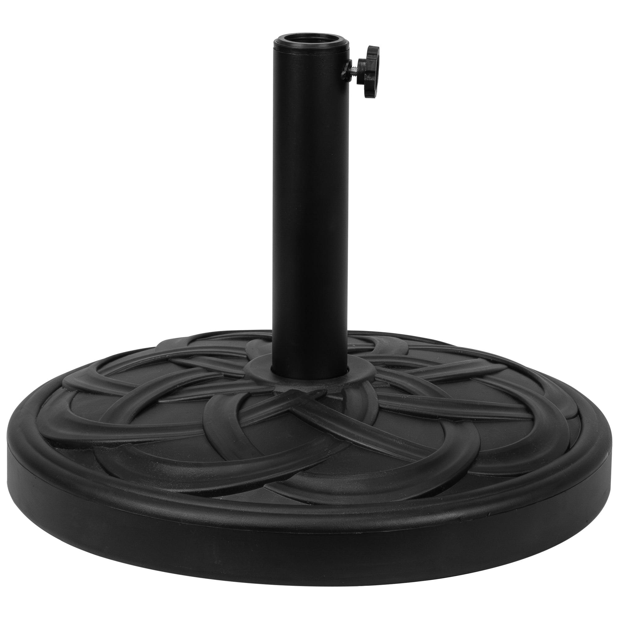 Black Flat Round Resin Base Stand for Patio Umbrella - 40lbs