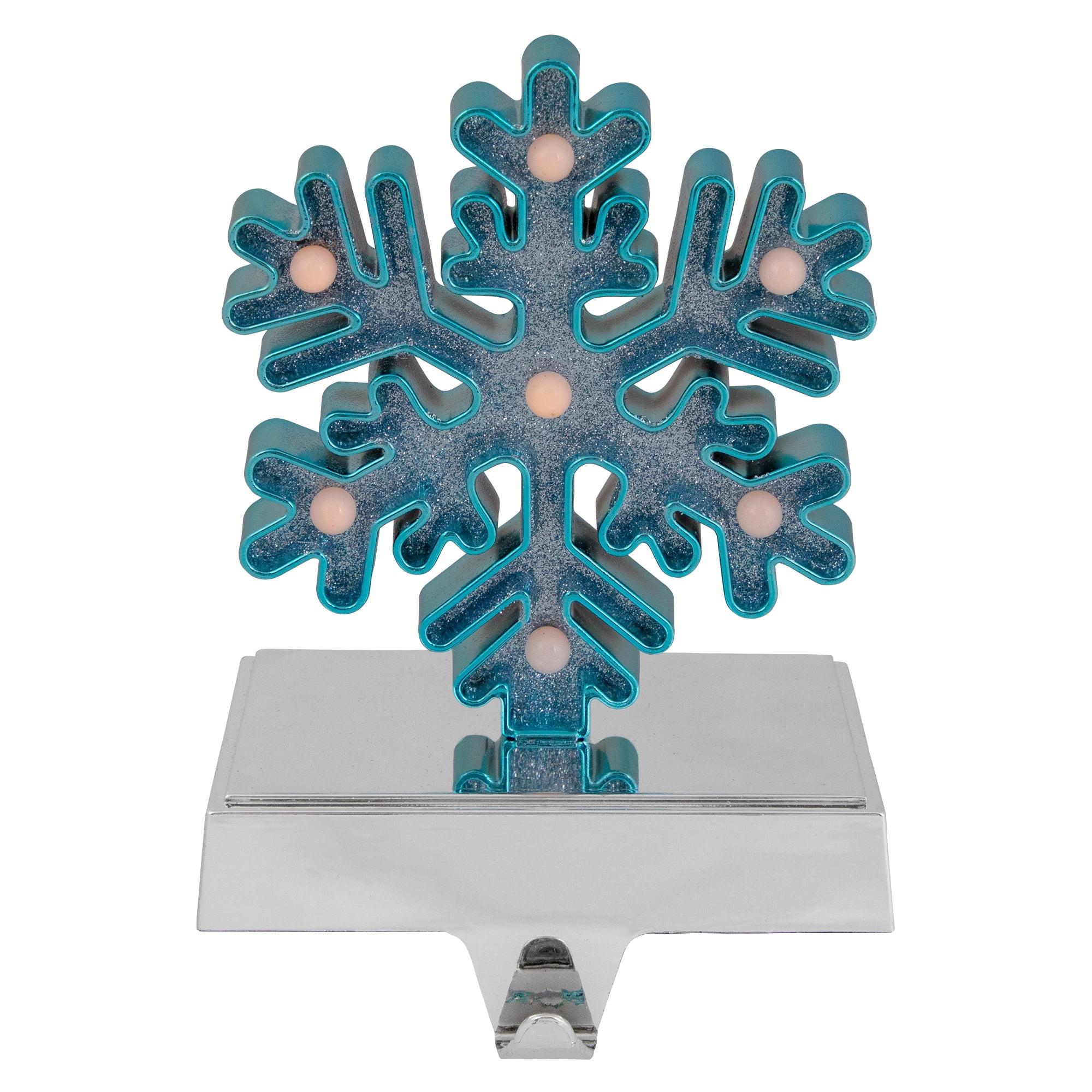 Northlight LED Lighted Glitter Snowflake Christmas Stocking Holder - 7" - Blue