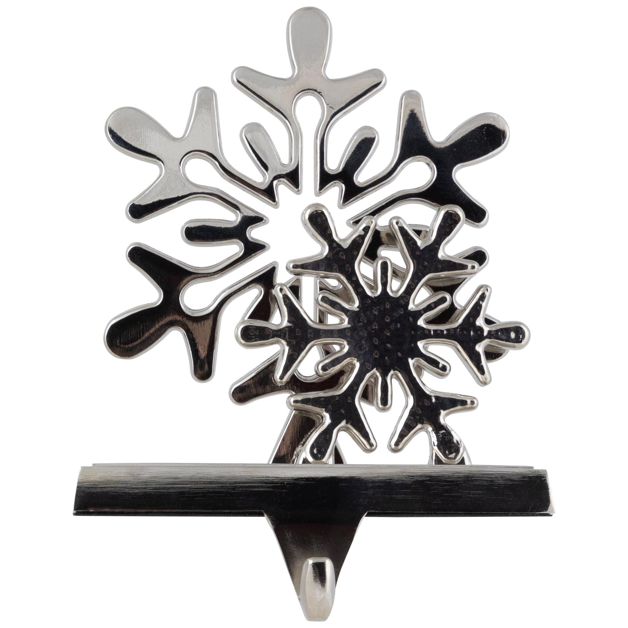 Silver Double Snowflakes Metal Christmas Stocking Holder