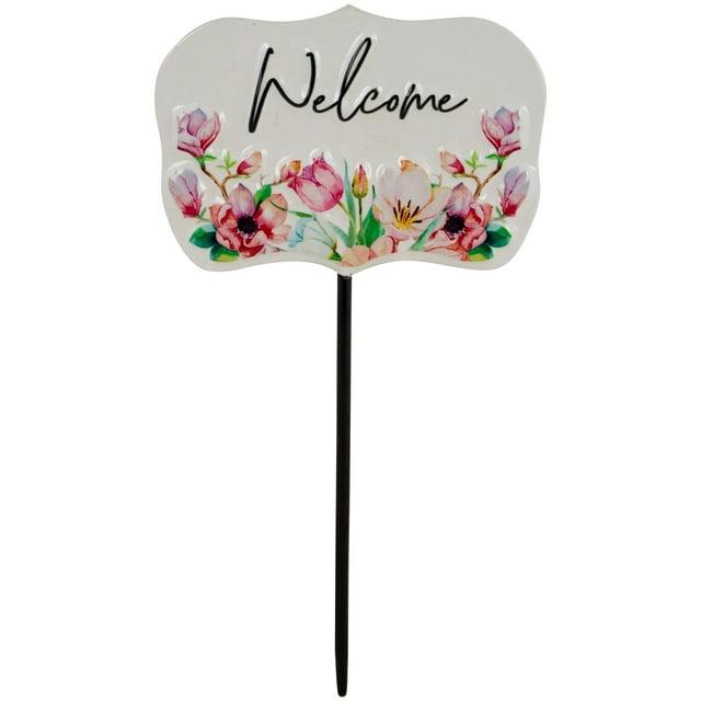 Northlight Floral Welcome Outdoor Yard Metal Garden Stake - 8" - White