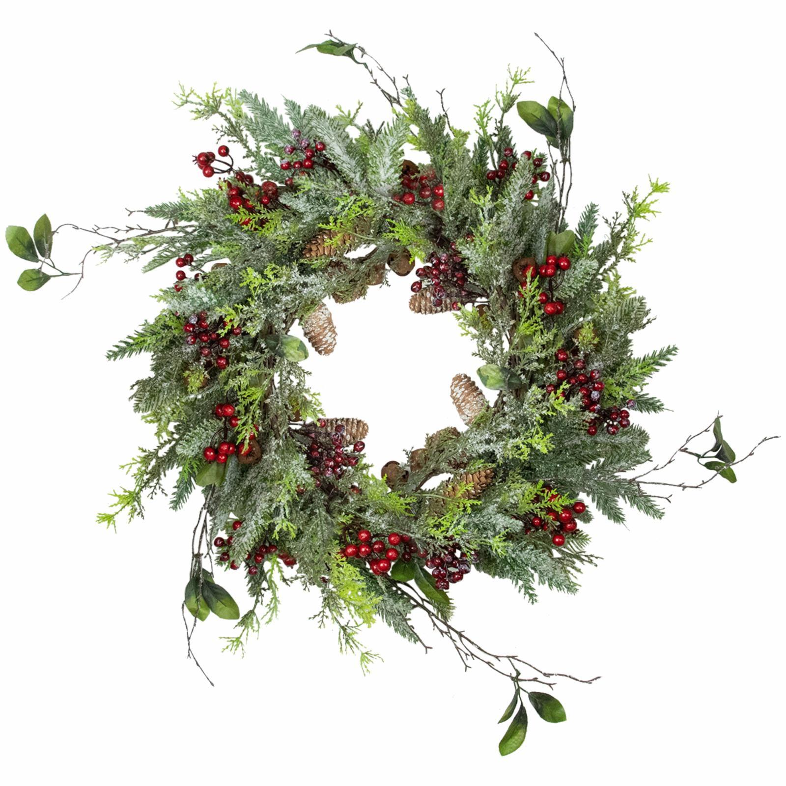 Northlight Frosted Pine and Berry Artificial Christmas Wreath, 25-Inch, Unlit