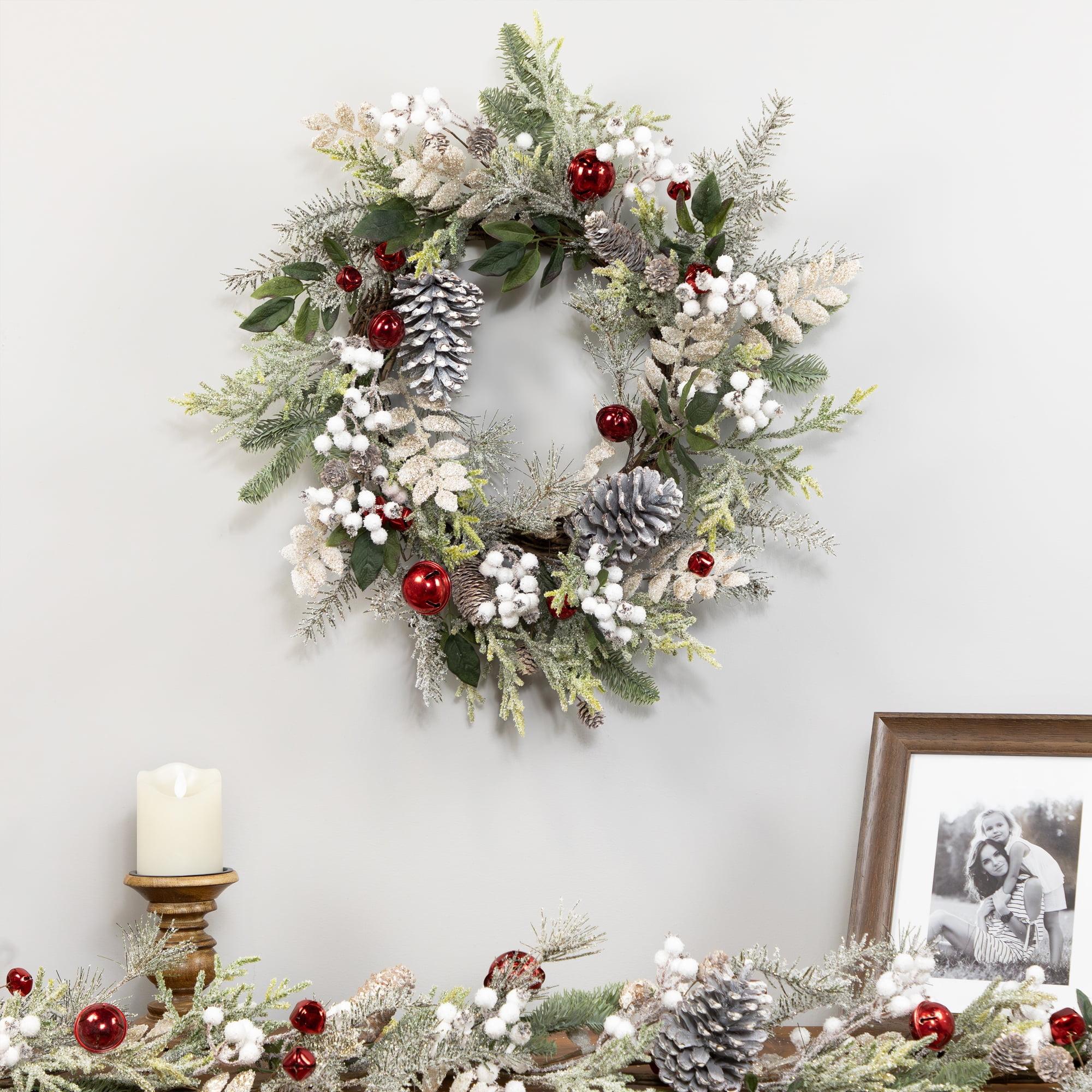 Frosted Pinecones and Berries 24" Unlit Christmas Wreath