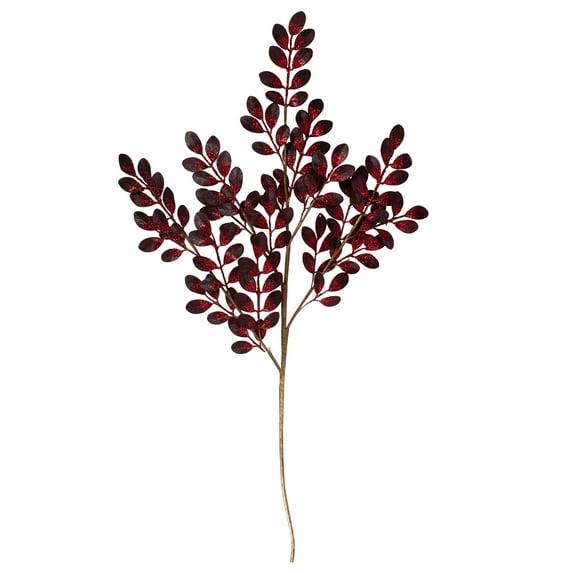 Northlight Seasonal Glittered Leaves Artificial Christmas Spray - 37" - Red