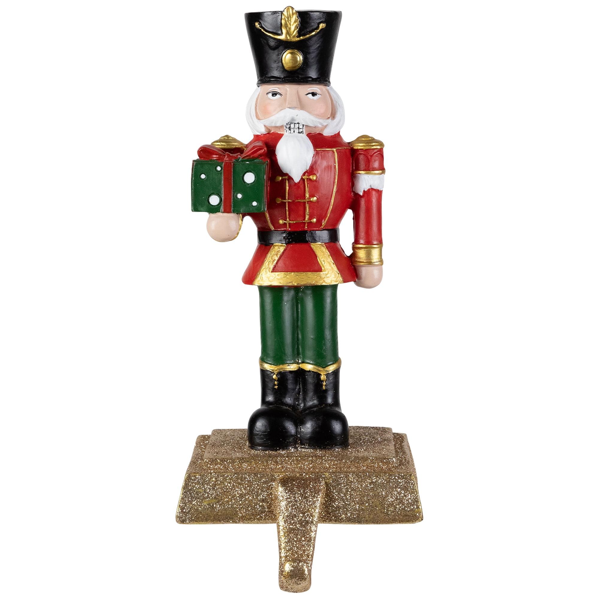 Northlight Glittered Nutcracker Soldier with Gift Christmas Stocking Holder - 9.5"