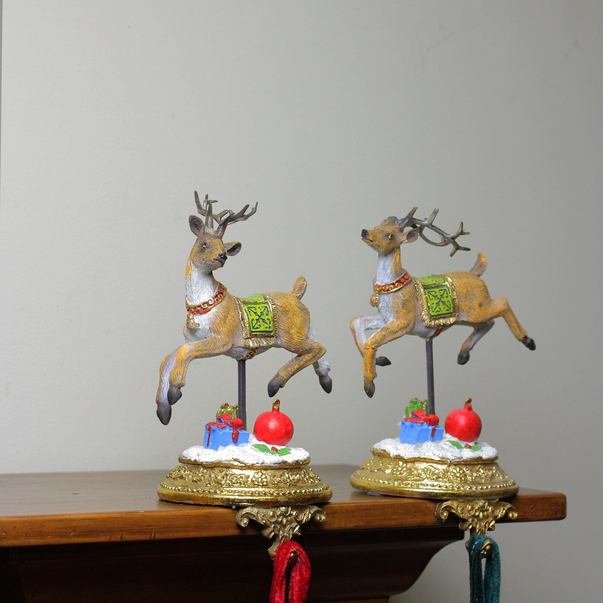 Northlight Glittered Reindeer Christmas Stocking Holders - 9.5" - Set of 2