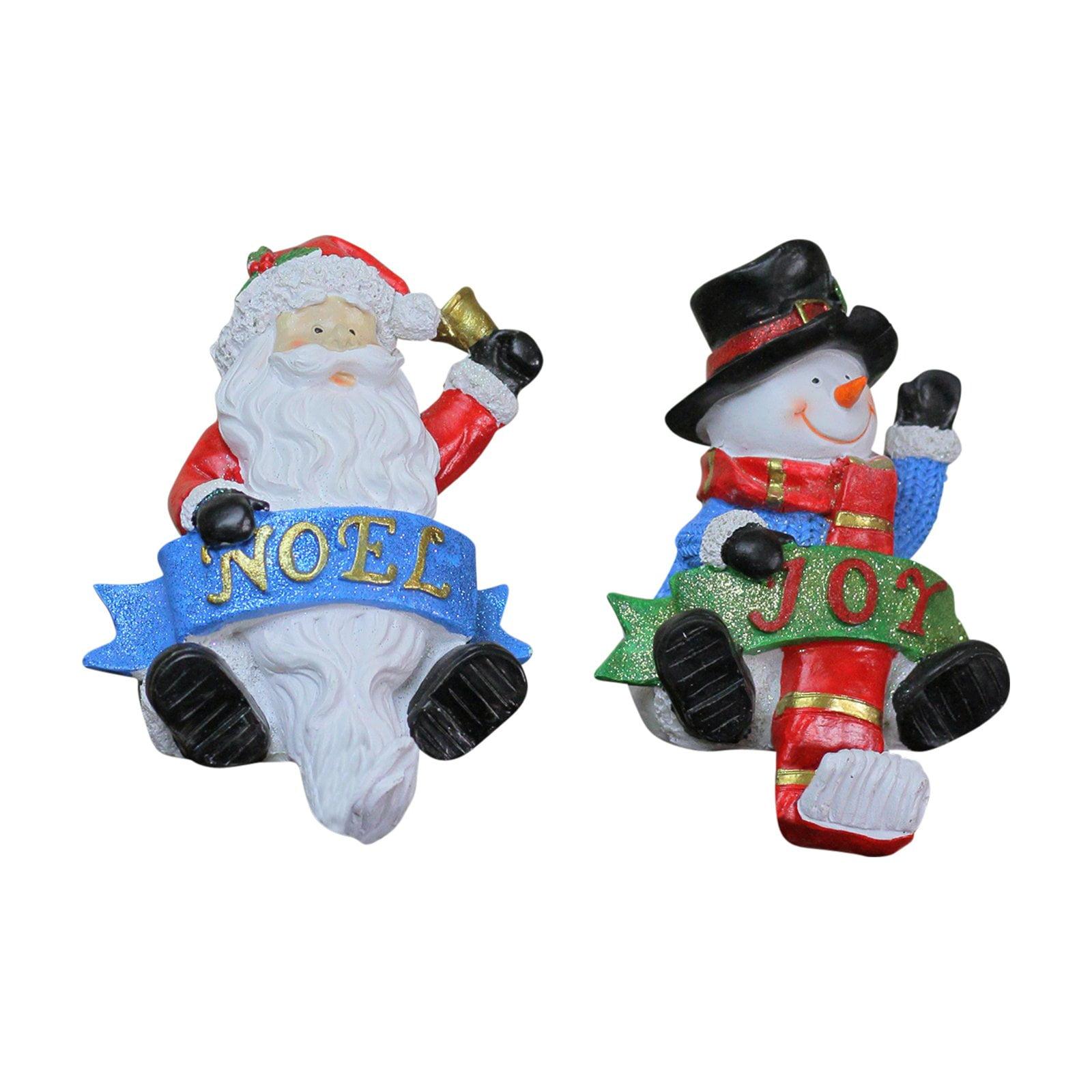 Santa and Snowman Glitter Christmas Stocking Holders Set